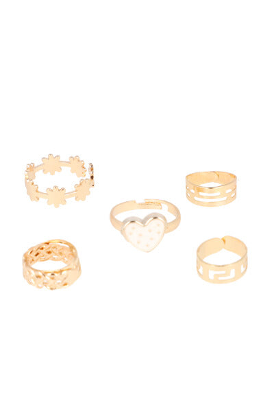 5Pr Anillos Corazon BLANCO