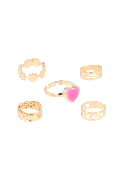 5Pr Anillos Corazon ROSA