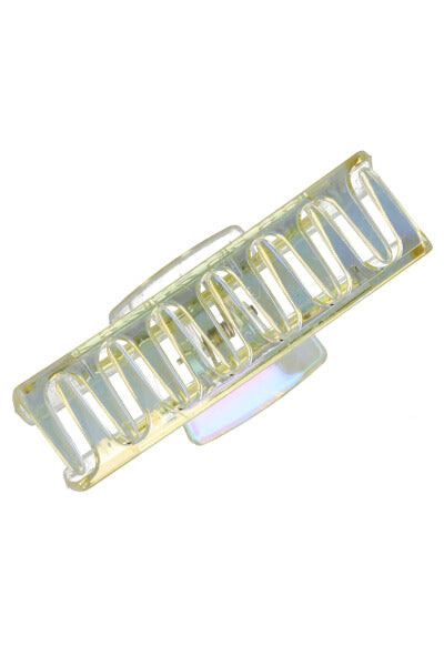 Iridescent rectangular midi clamp YELLOW