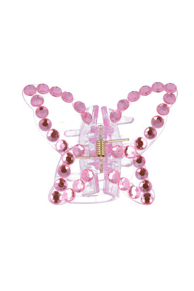 Pinza mariposa brillos ROSA