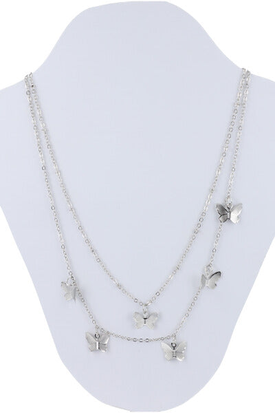 Double butterfly layer collar butterflies SILVER