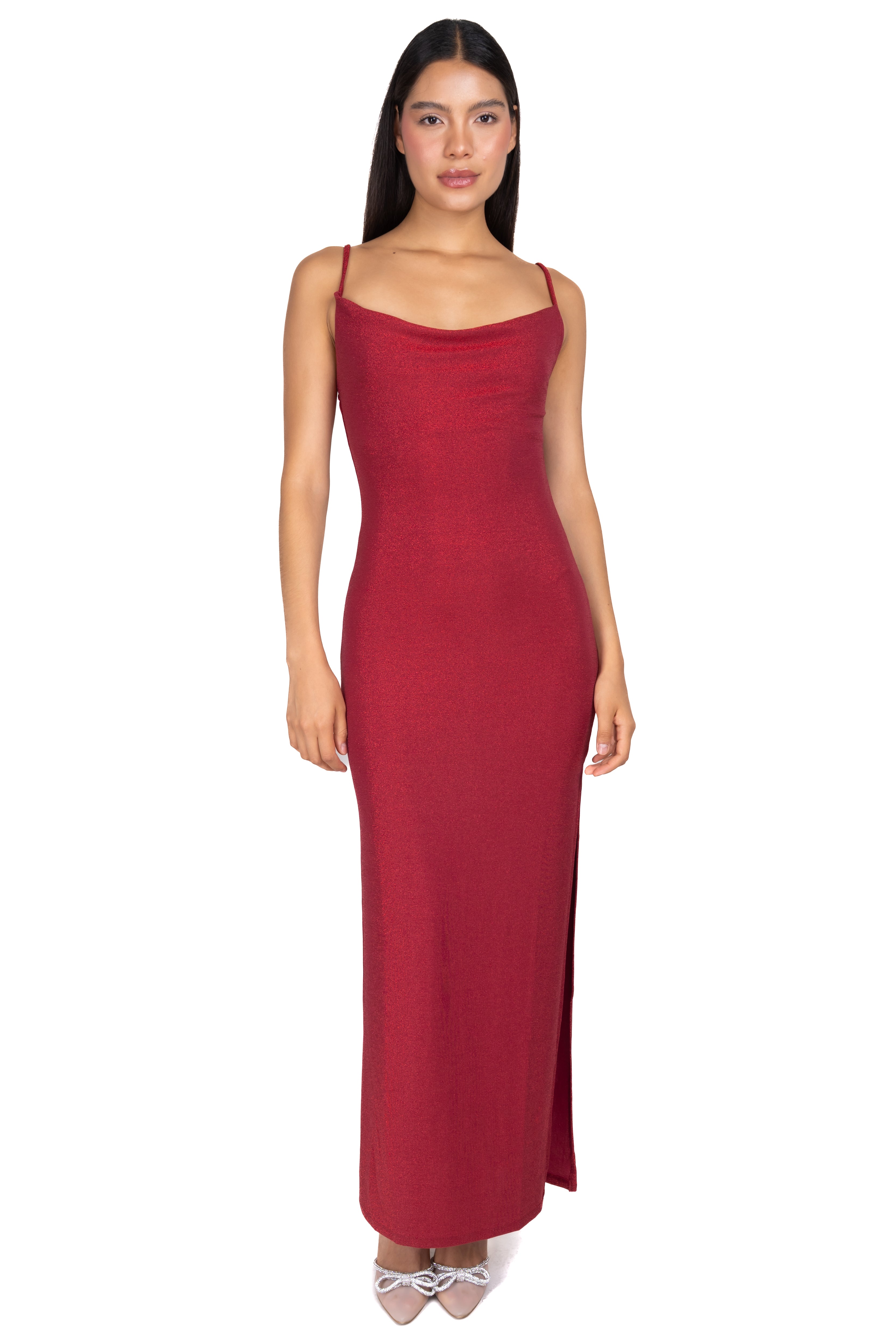 Drapeado Maxi Lurex Burned red