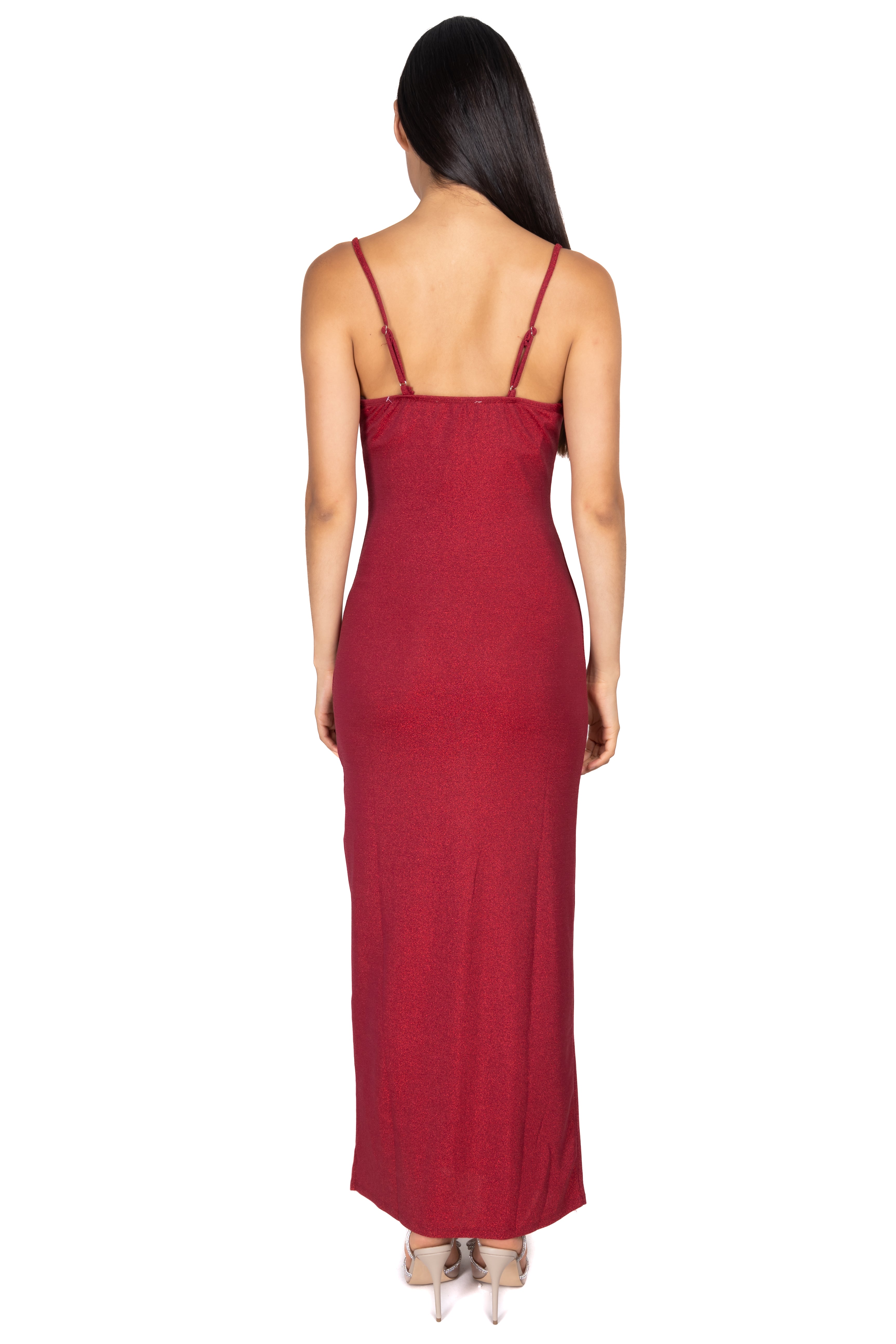 Drapeado Maxi Lurex Burned red