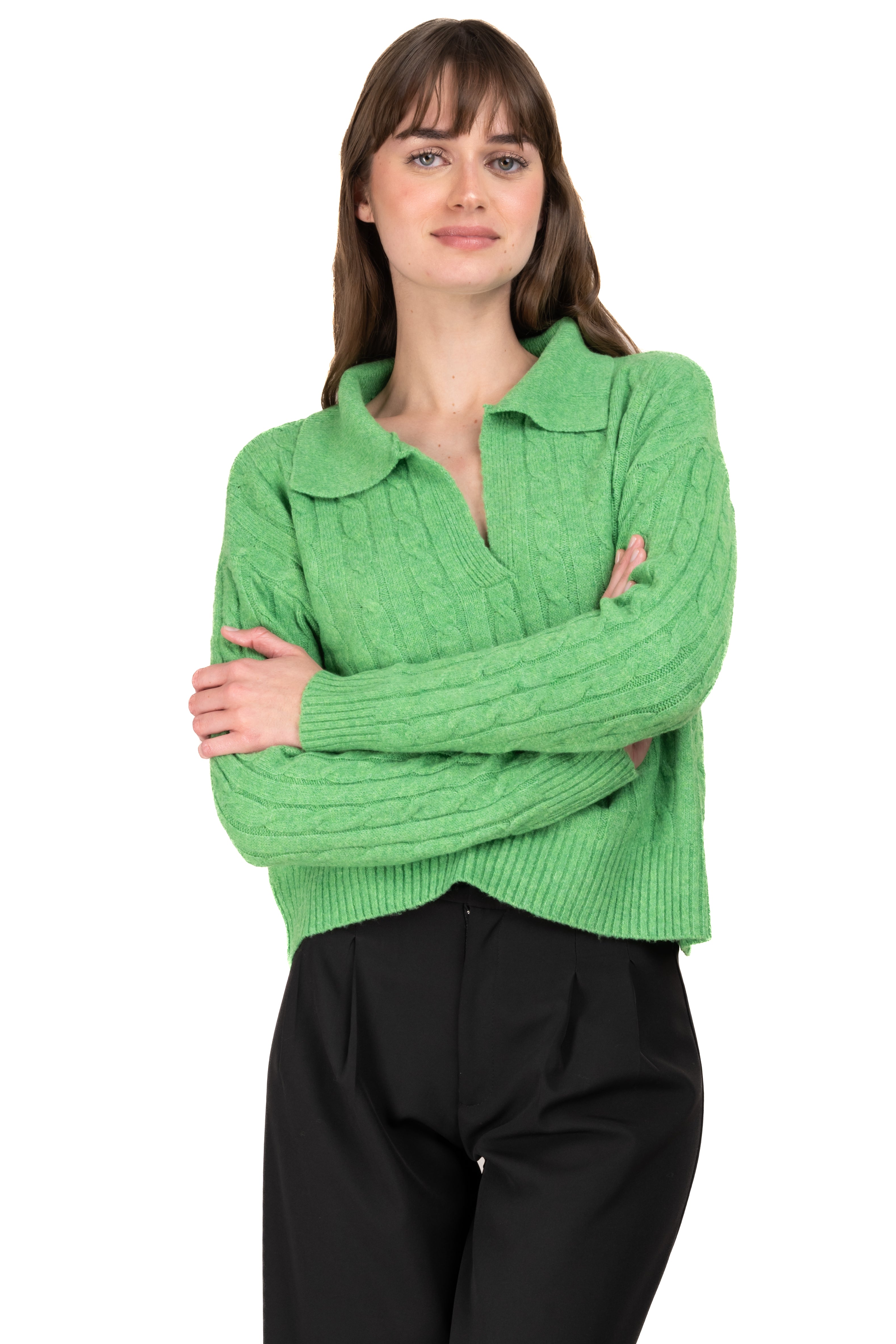 Tissue sweater fallen shoulders GREEN