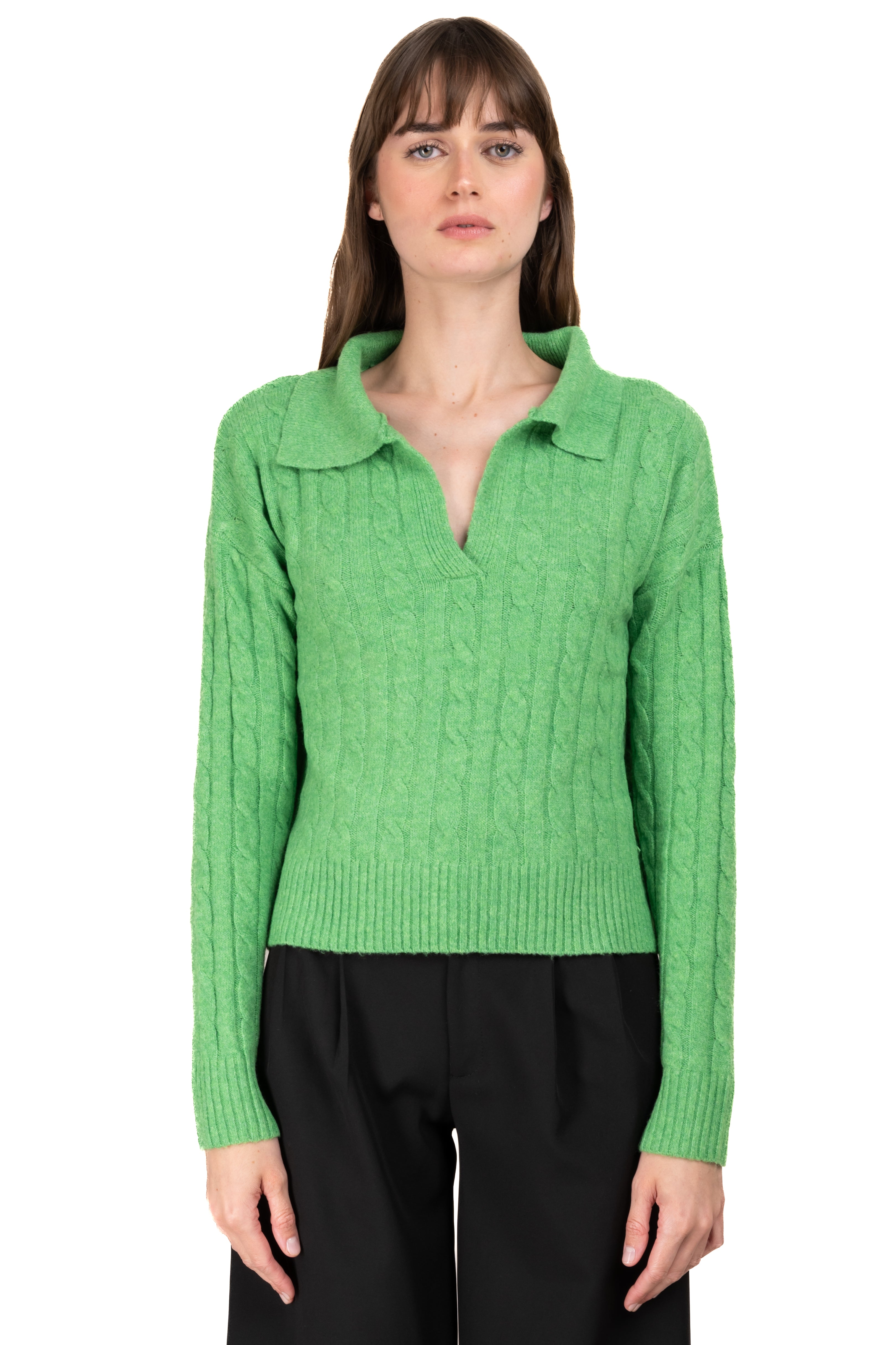 Tissue sweater fallen shoulders GREEN