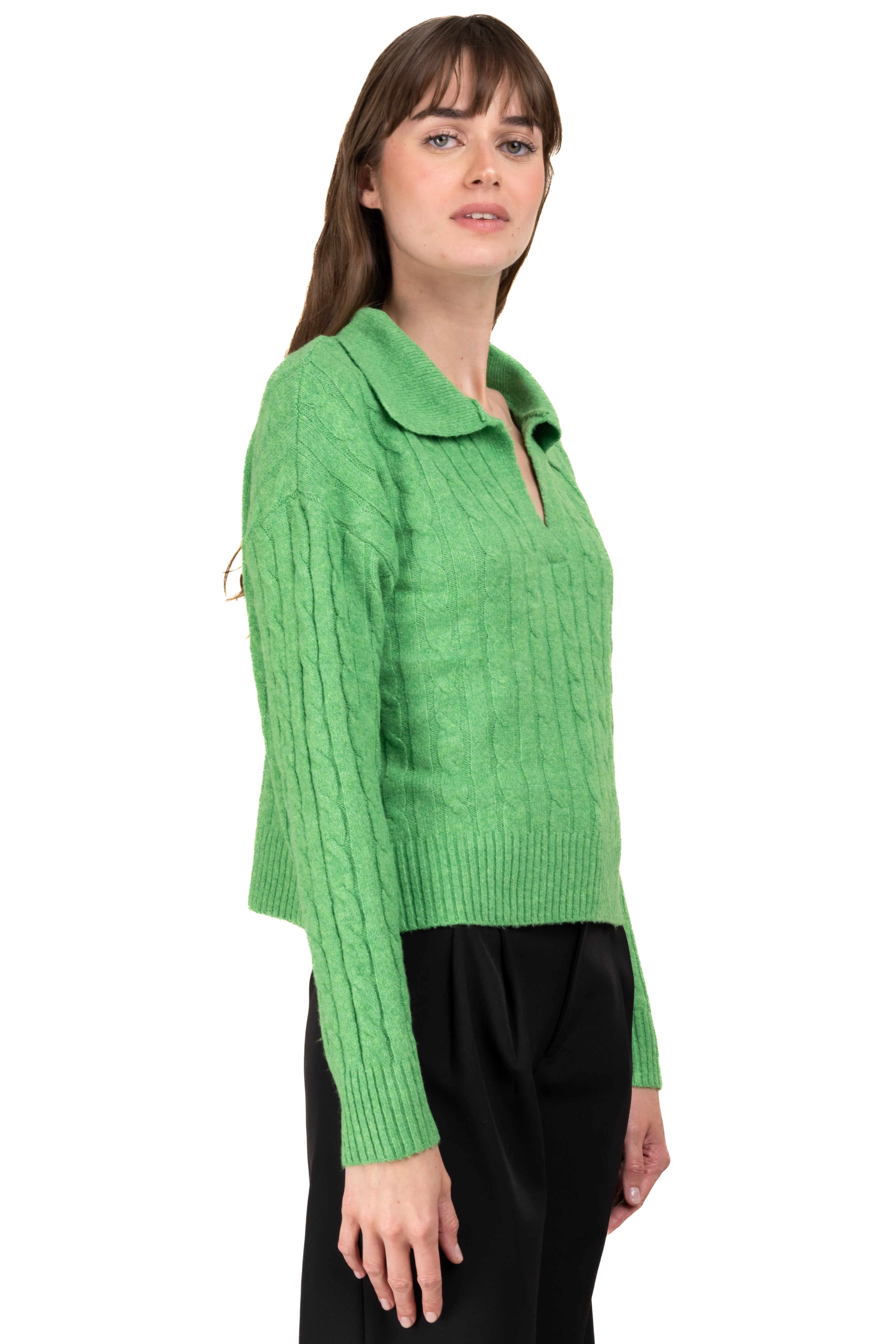 Tissue sweater fallen shoulders GREEN