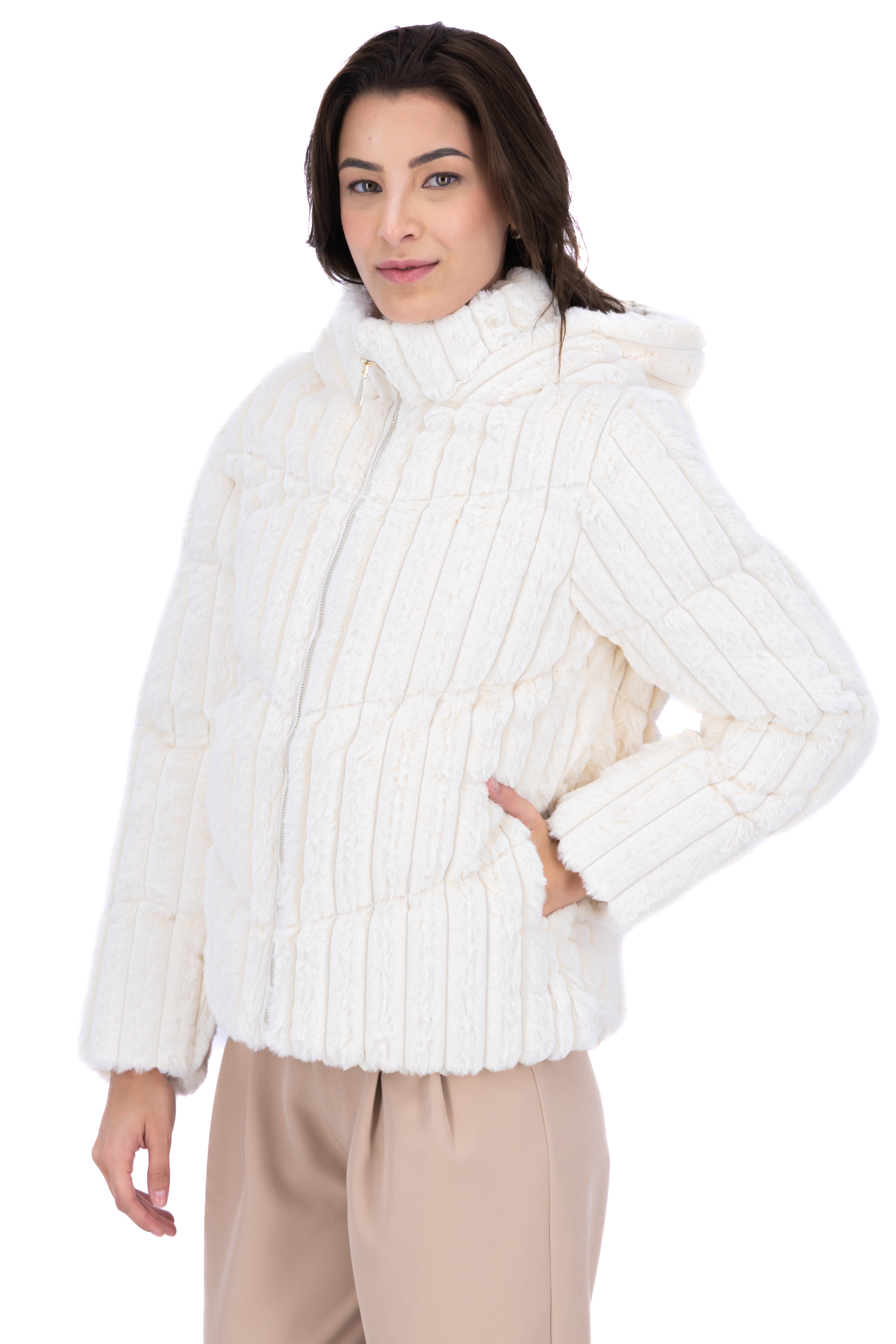 Textured stuffed jacket WHITE