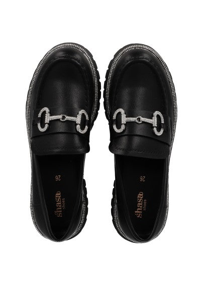 LOAFER BRILLOS HEBILLA NEGRO