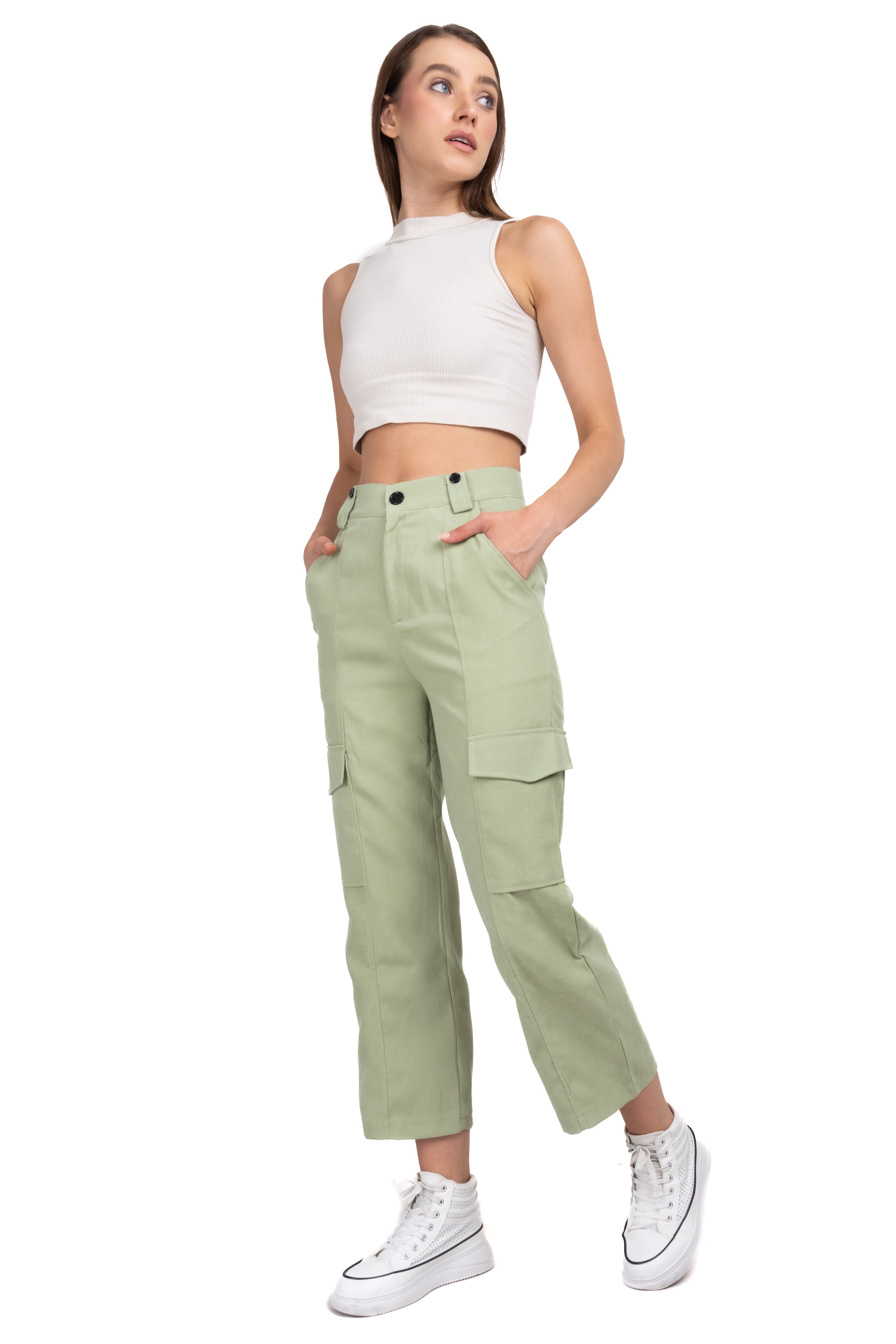 Pantalón recto bolsos cargo OLIVO