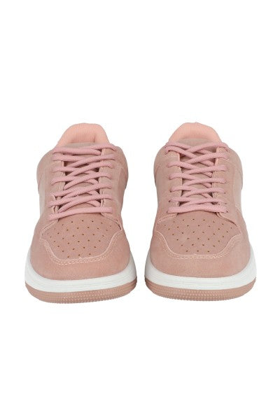 Tenis retro perforado suede ROSA