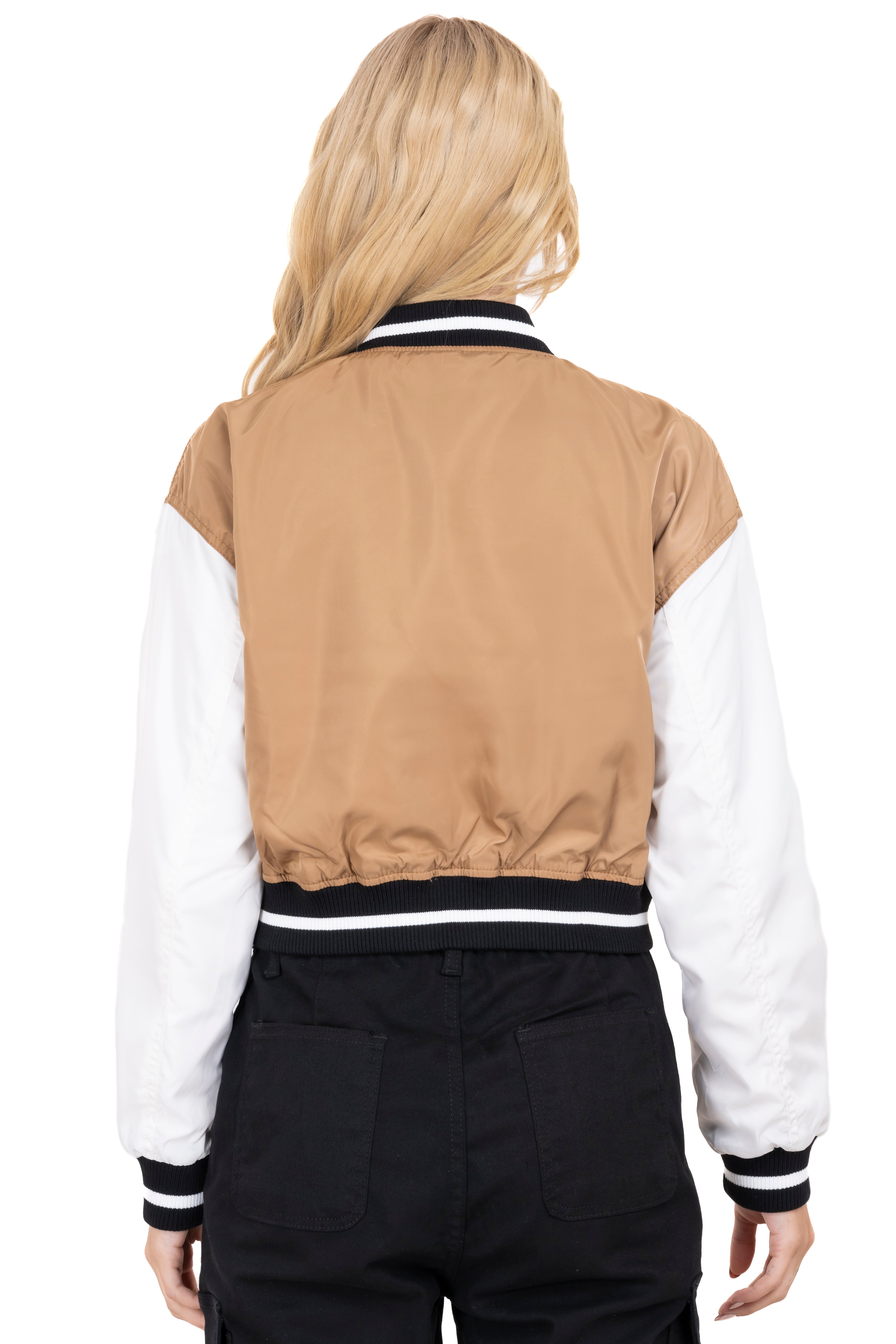 Bomber patch varsity jacket COFFEE