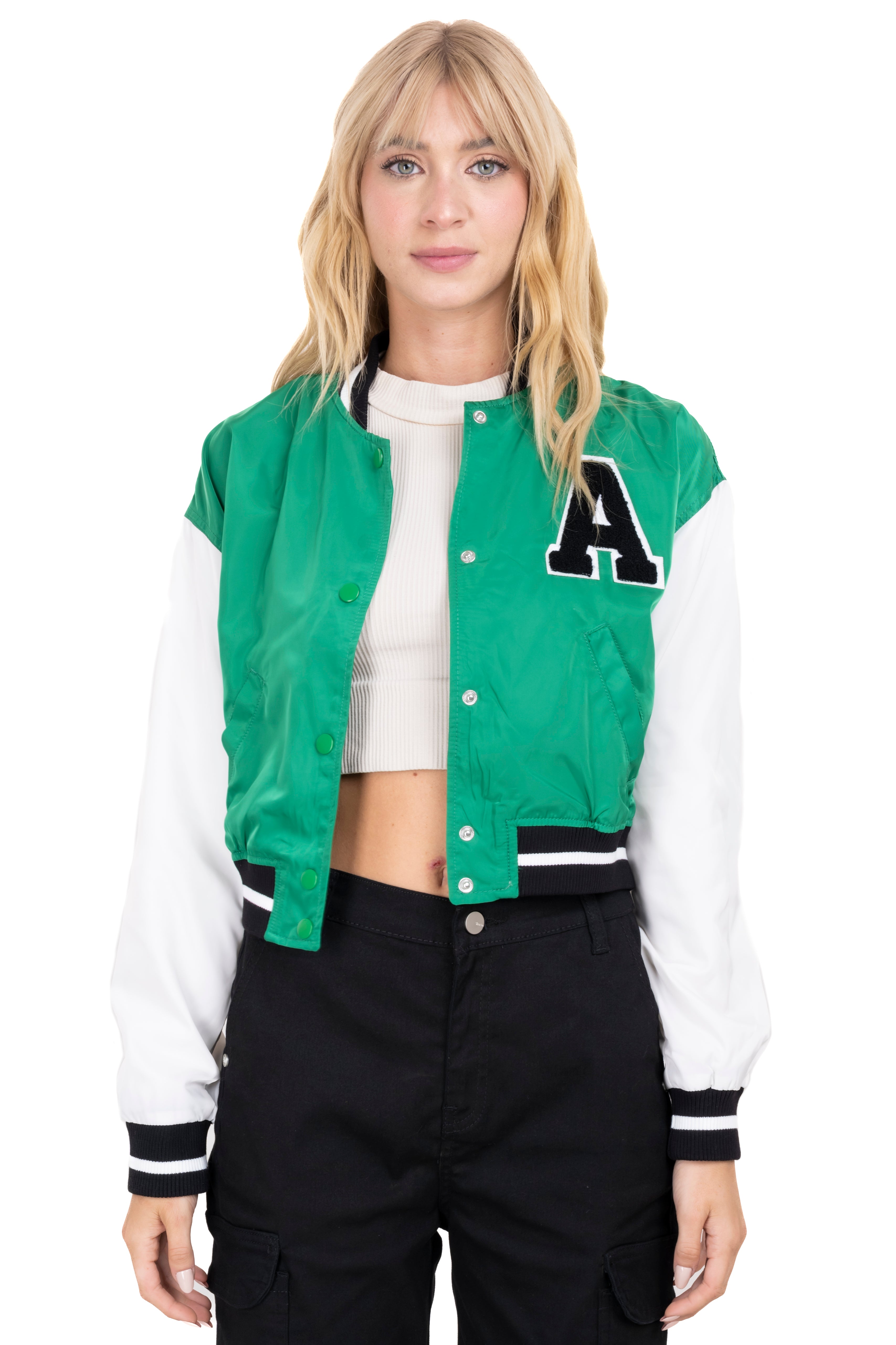 Bomber patch varsity jacket GREEN