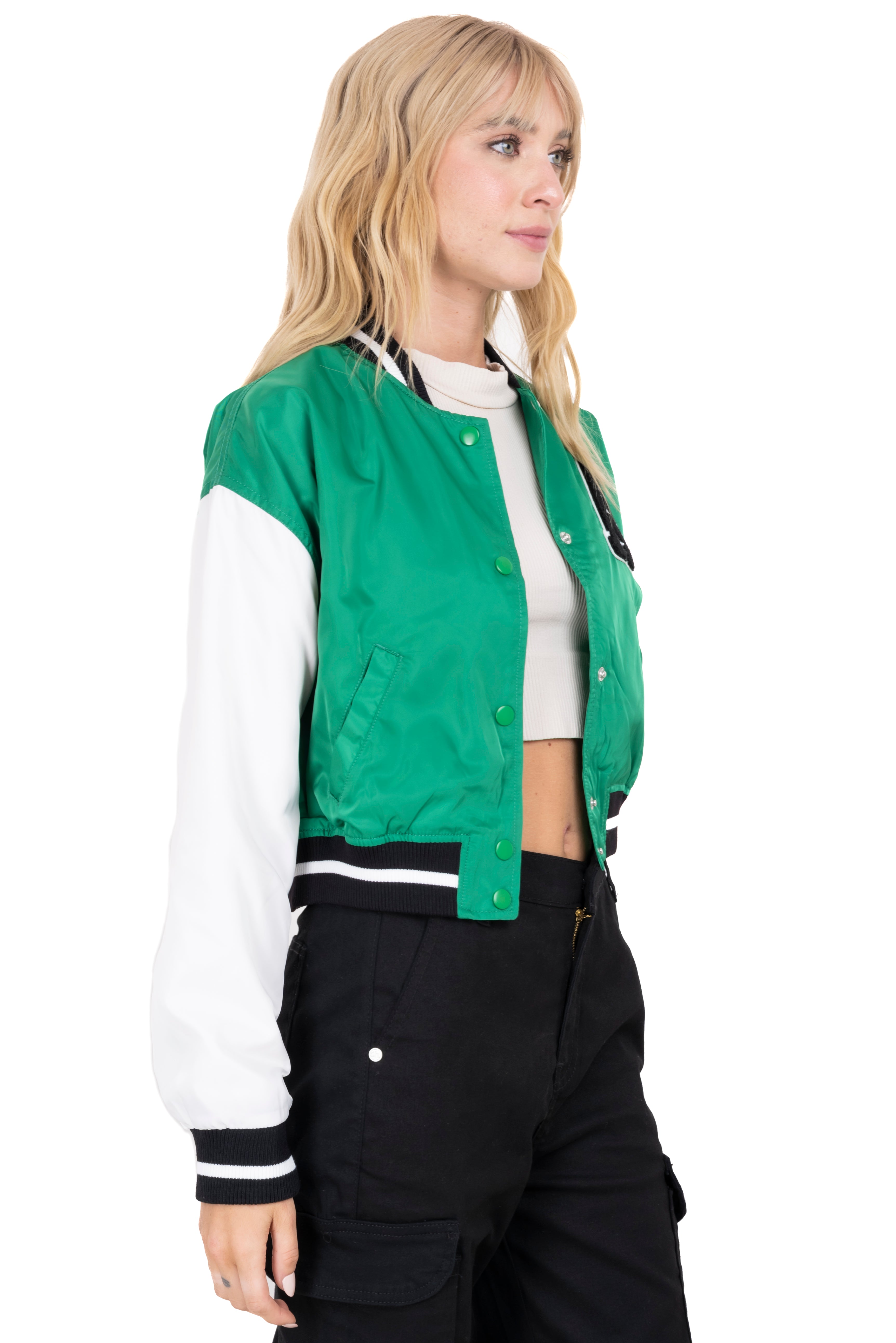 Bomber patch varsity jacket GREEN