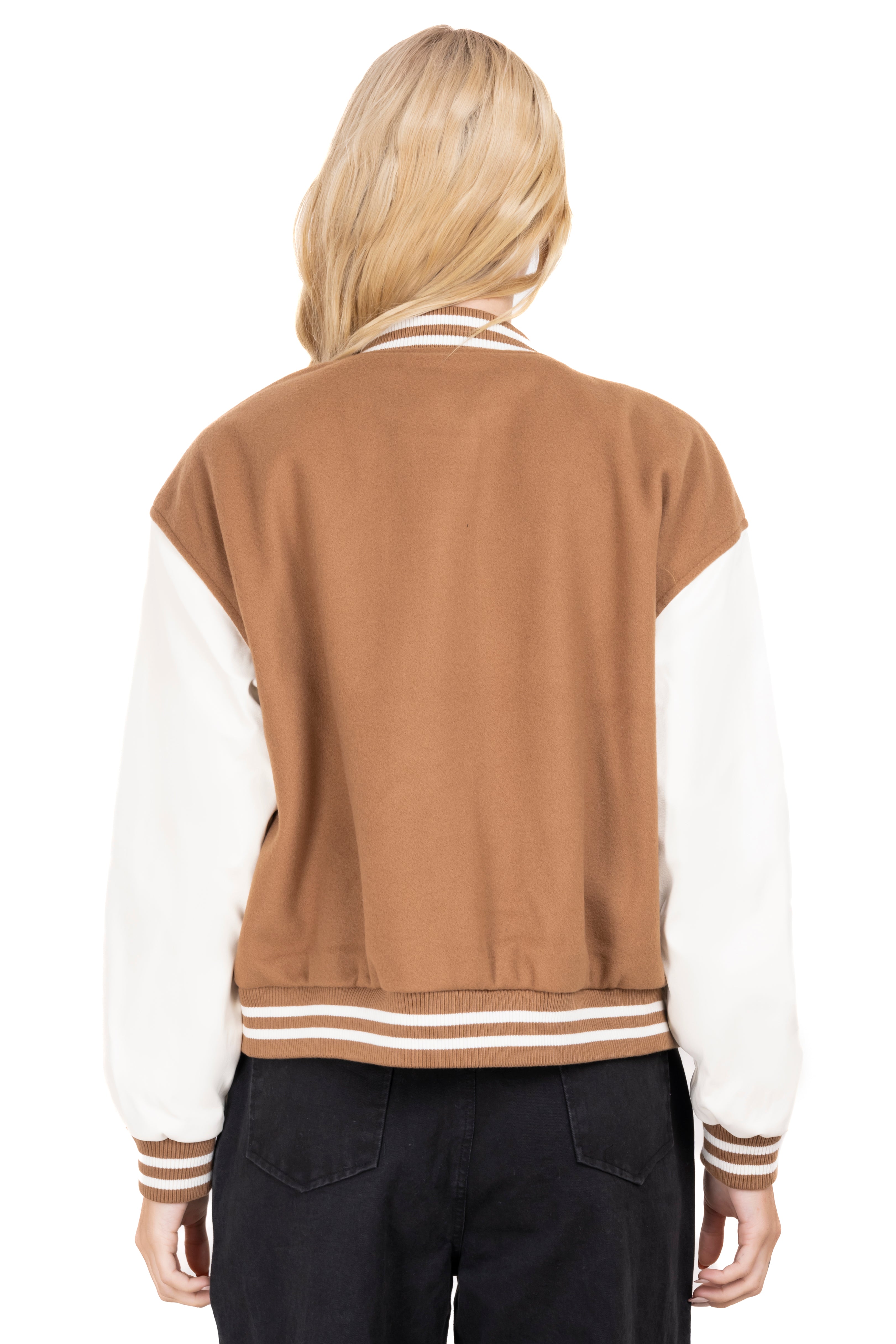 Bomber varsity patch jacket COFFEE