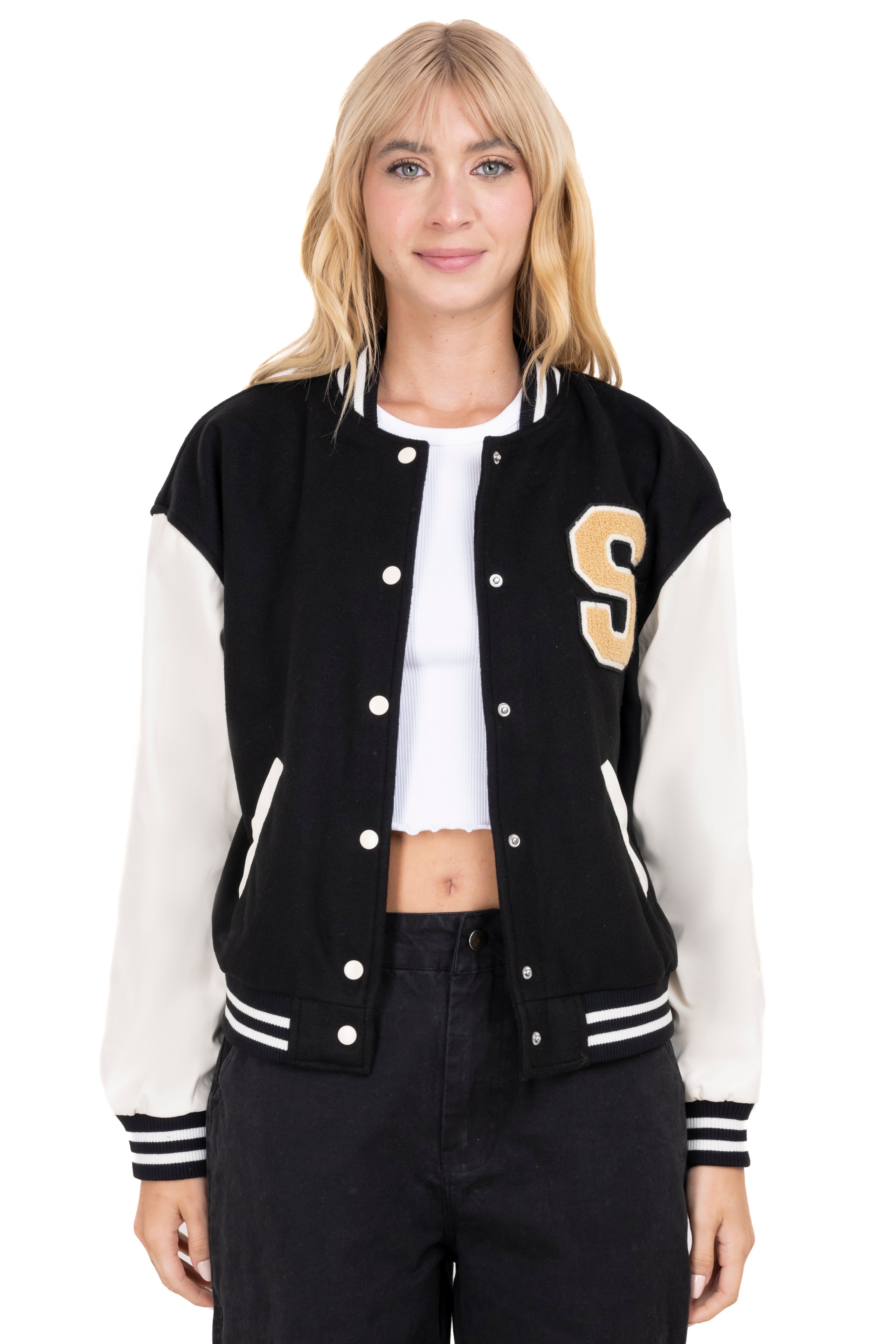 Bomber varsity patch jacket BLACK