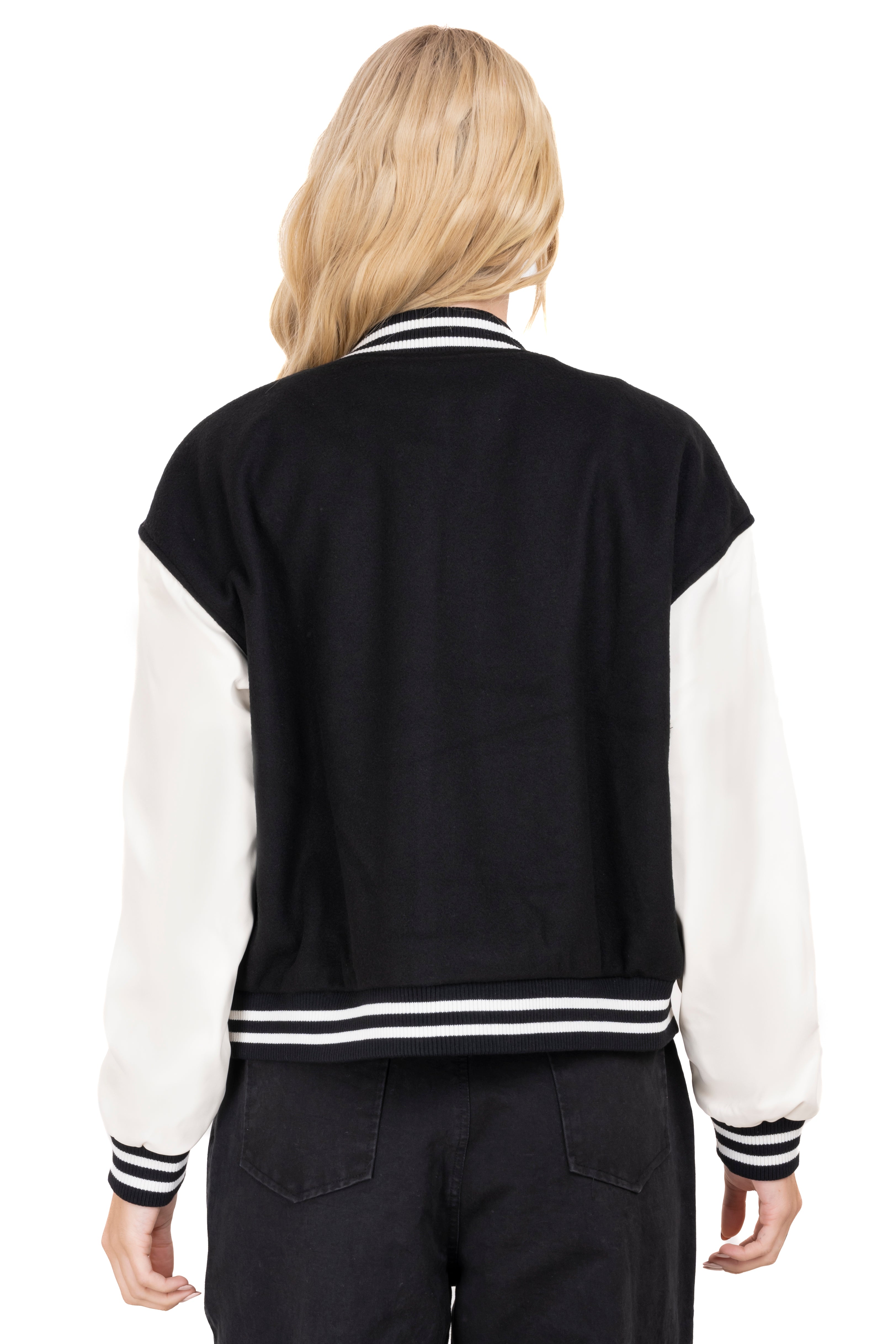 Bomber varsity patch jacket BLACK