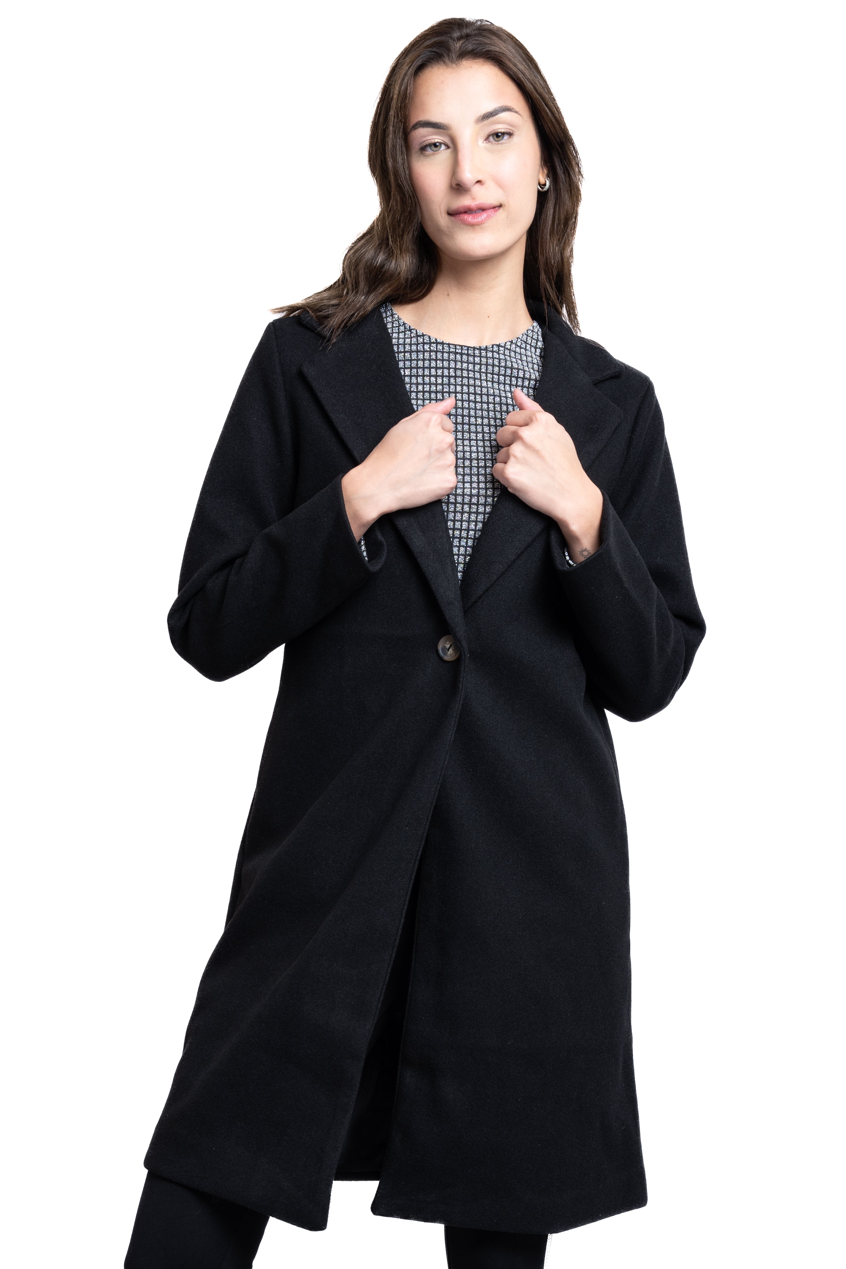 Midi coat Carey button BLACK