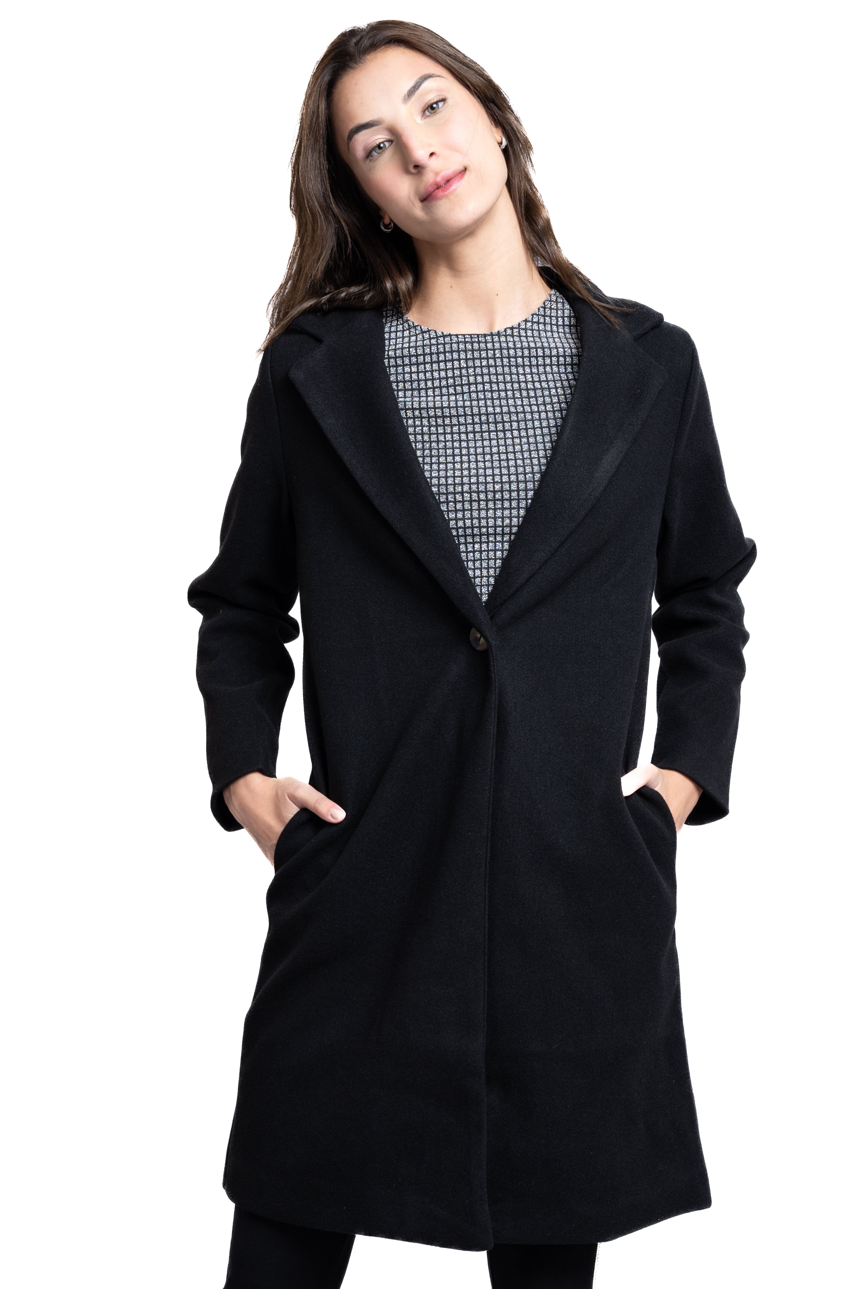 Midi coat Carey button BLACK