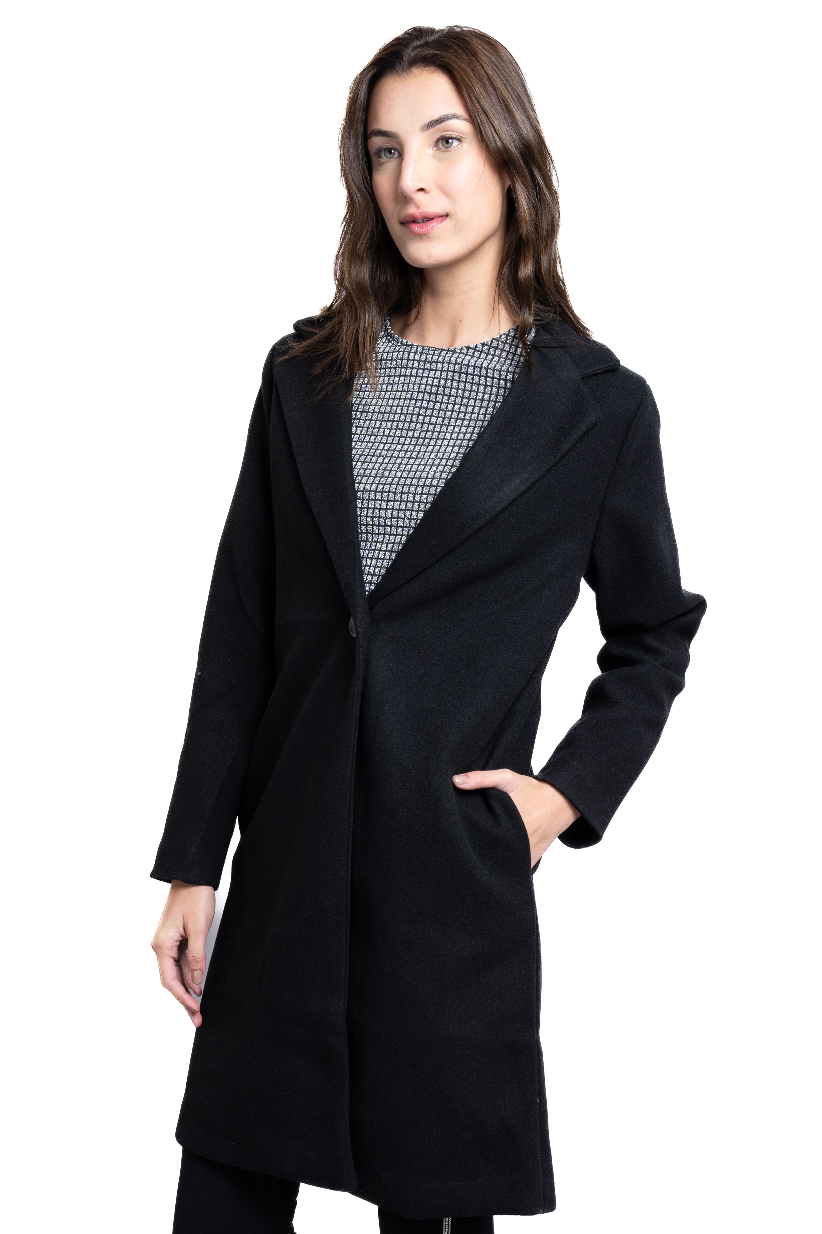 Midi coat Carey button BLACK