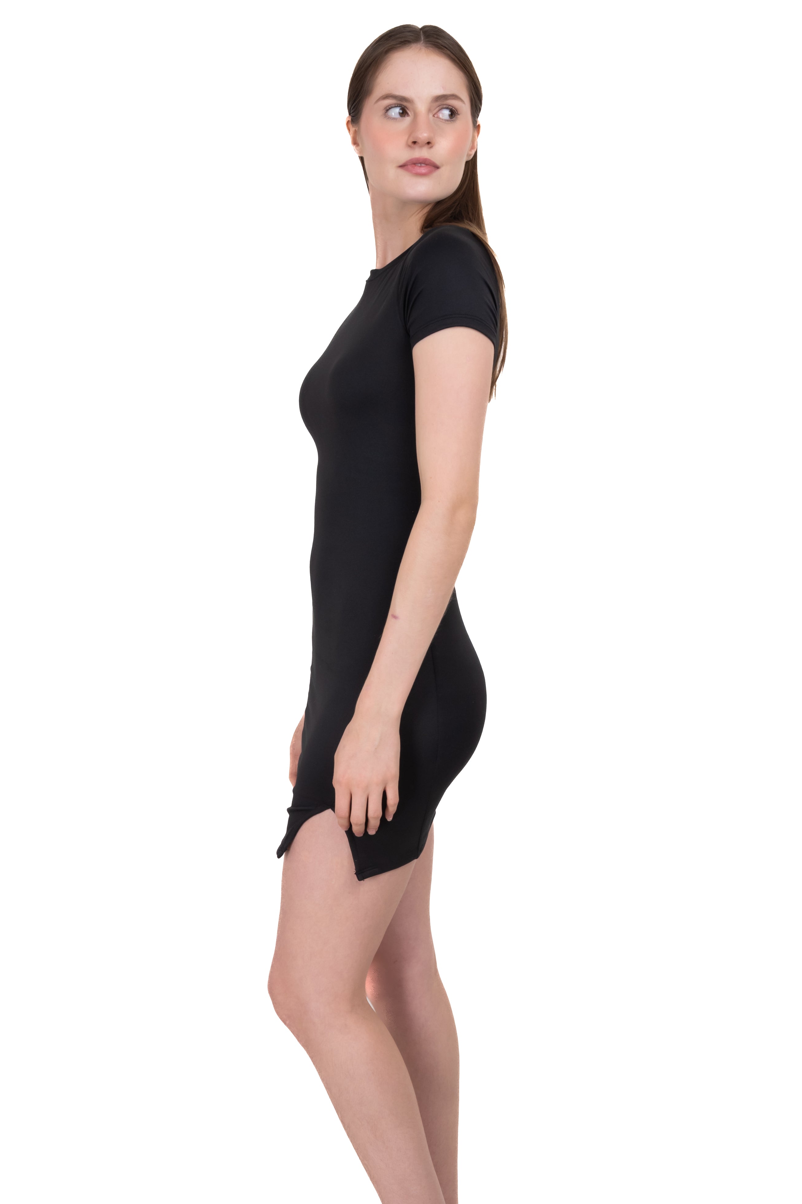 Vestido mini bodycon manga corta NEGRO