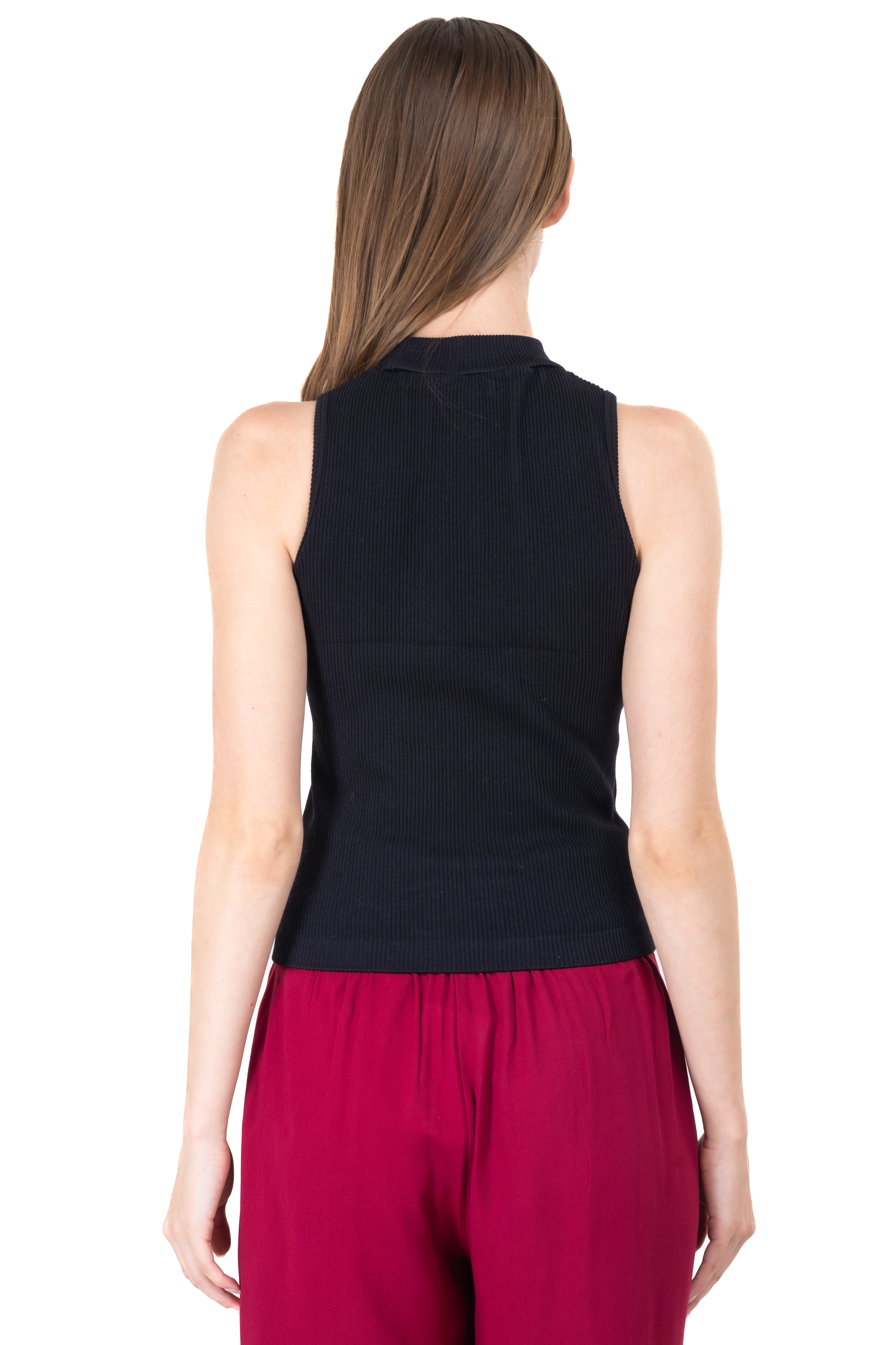 Top tank cuello mao acanalado NEGRO