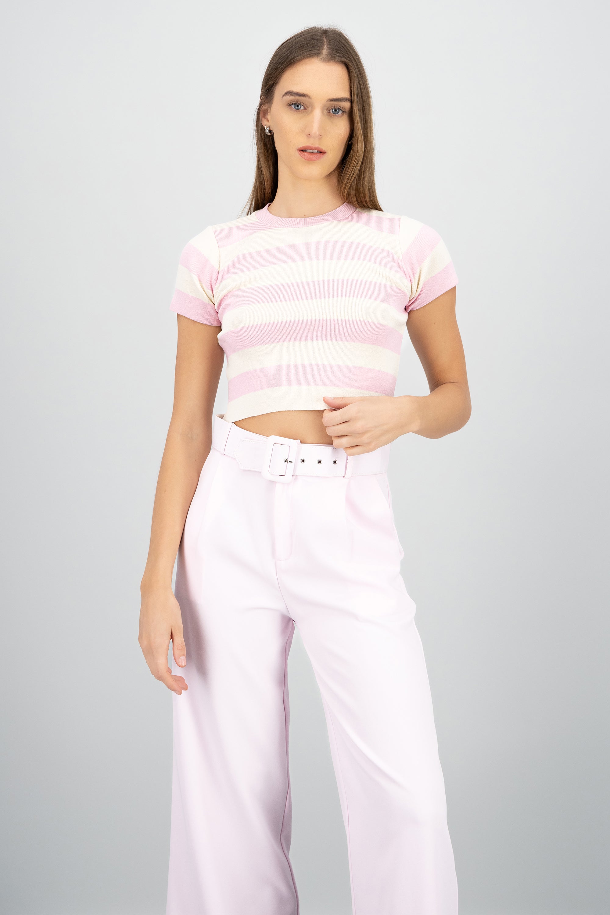Top Tejido Suave Manga Corta ROSA
