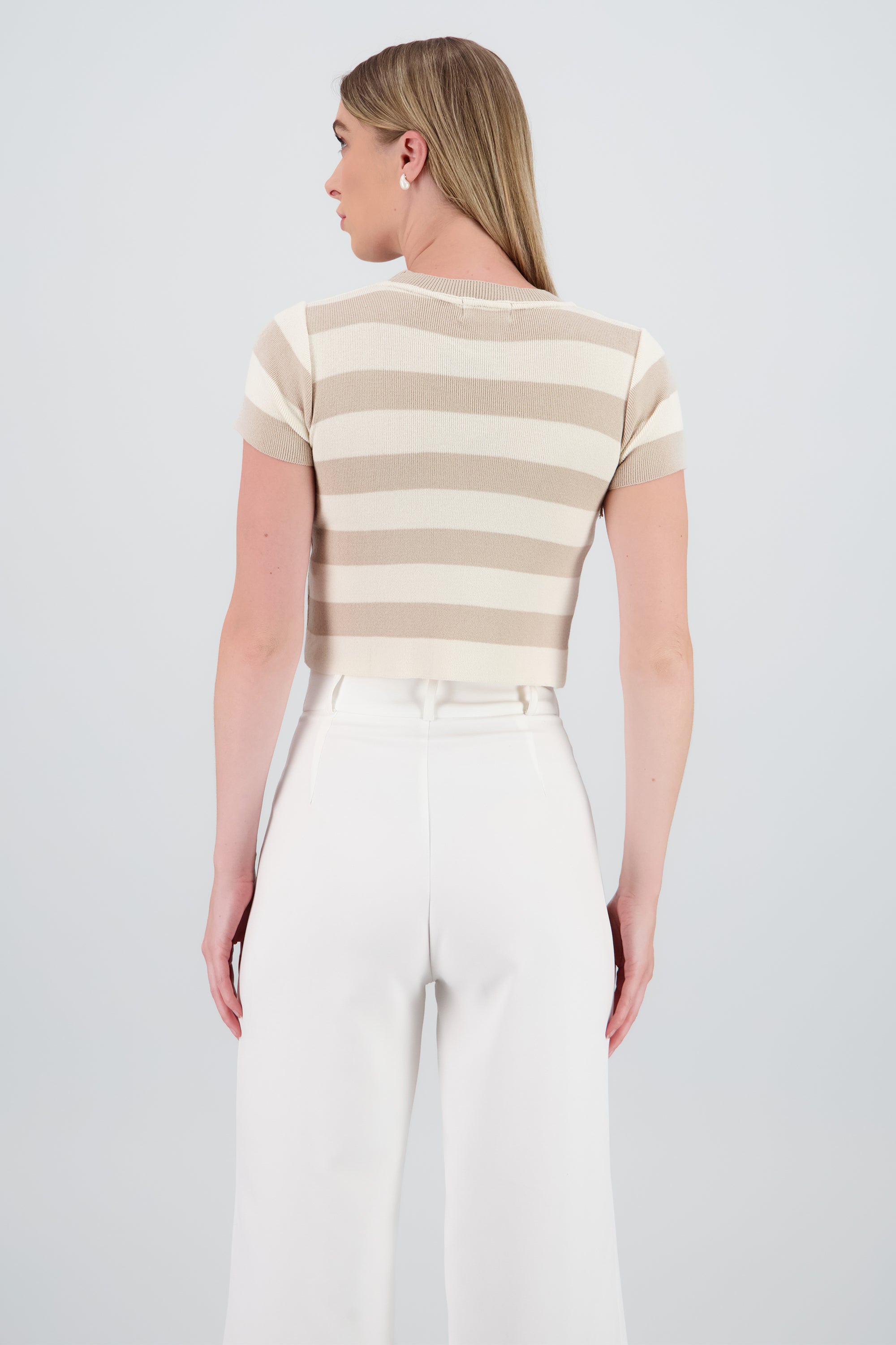 Top Tejido Suave Manga Corta KHAKI COMBO