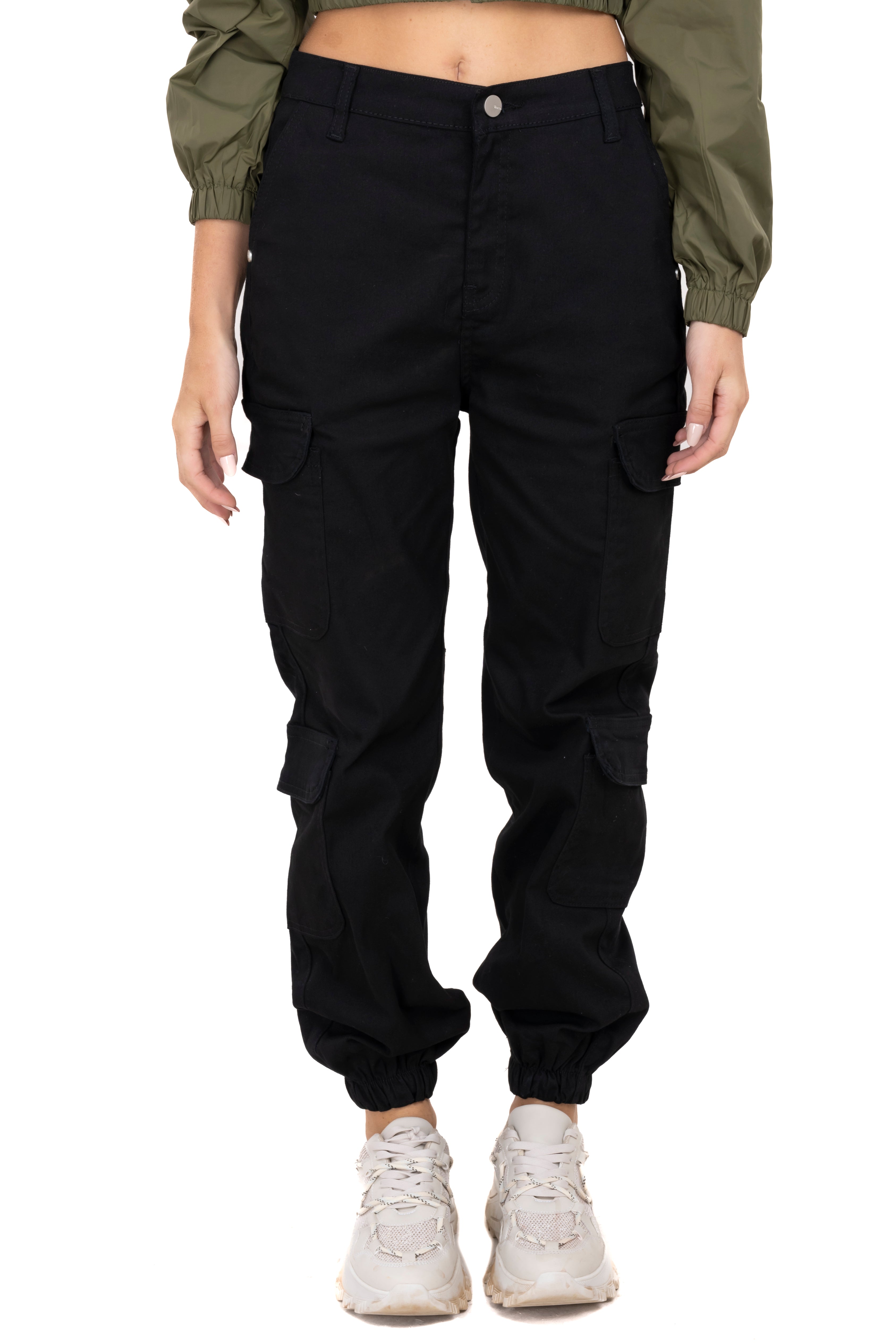 Joggers cargo tobillo elástico NEGRO