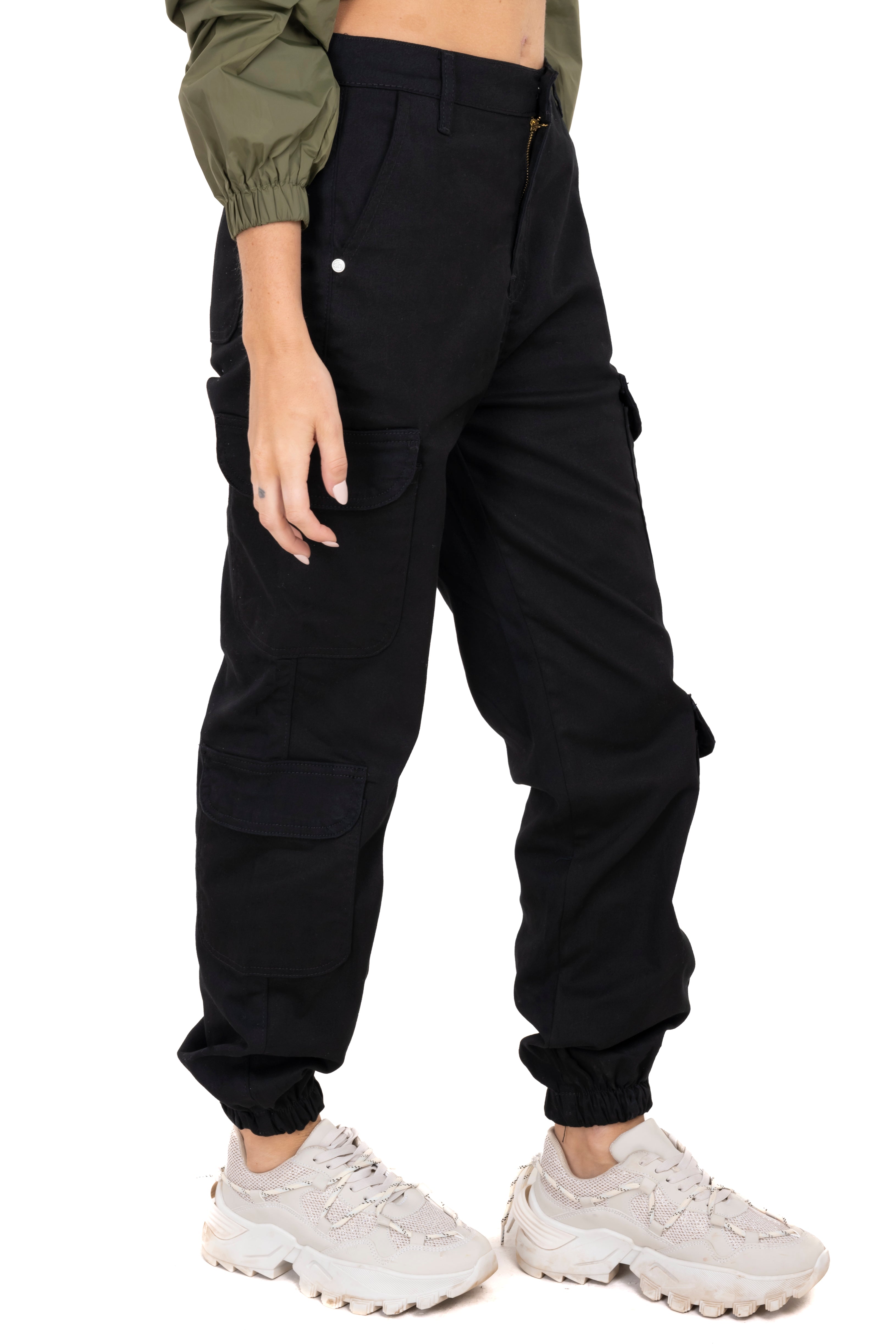 Joggers cargo tobillo elástico NEGRO