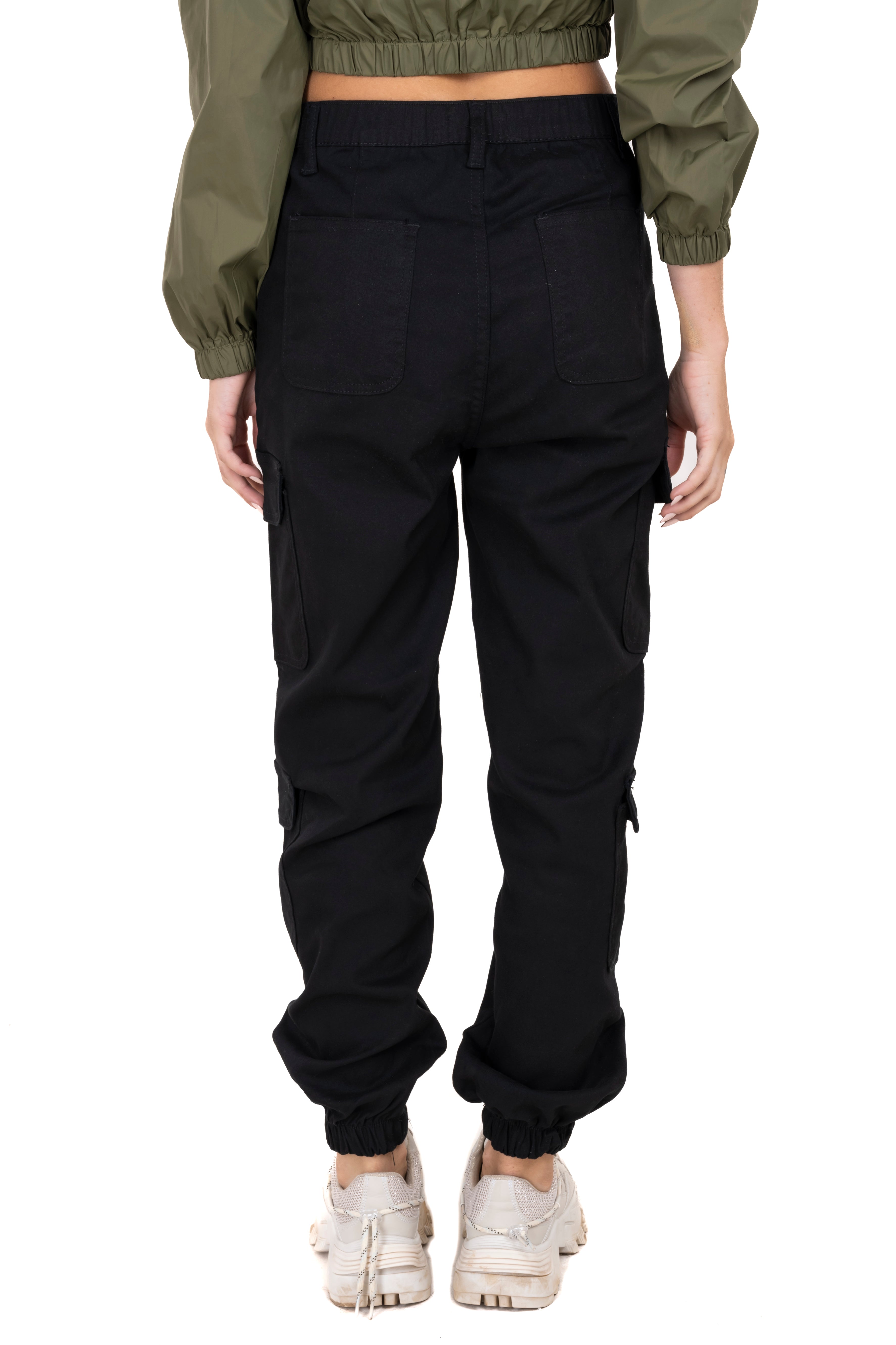 Joggers cargo tobillo elástico NEGRO