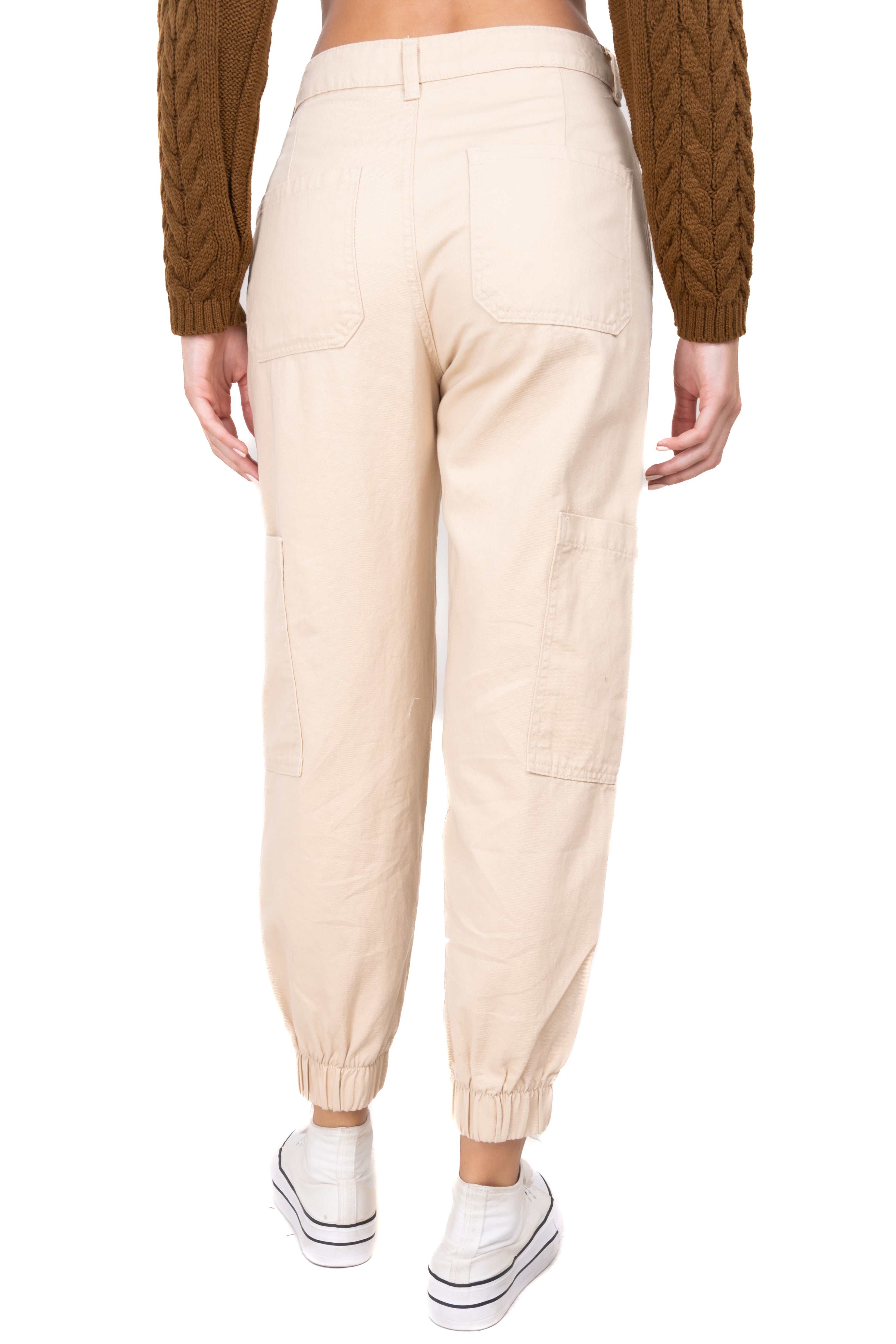 Jeans jogger bolsos cargo cadena BEIGE