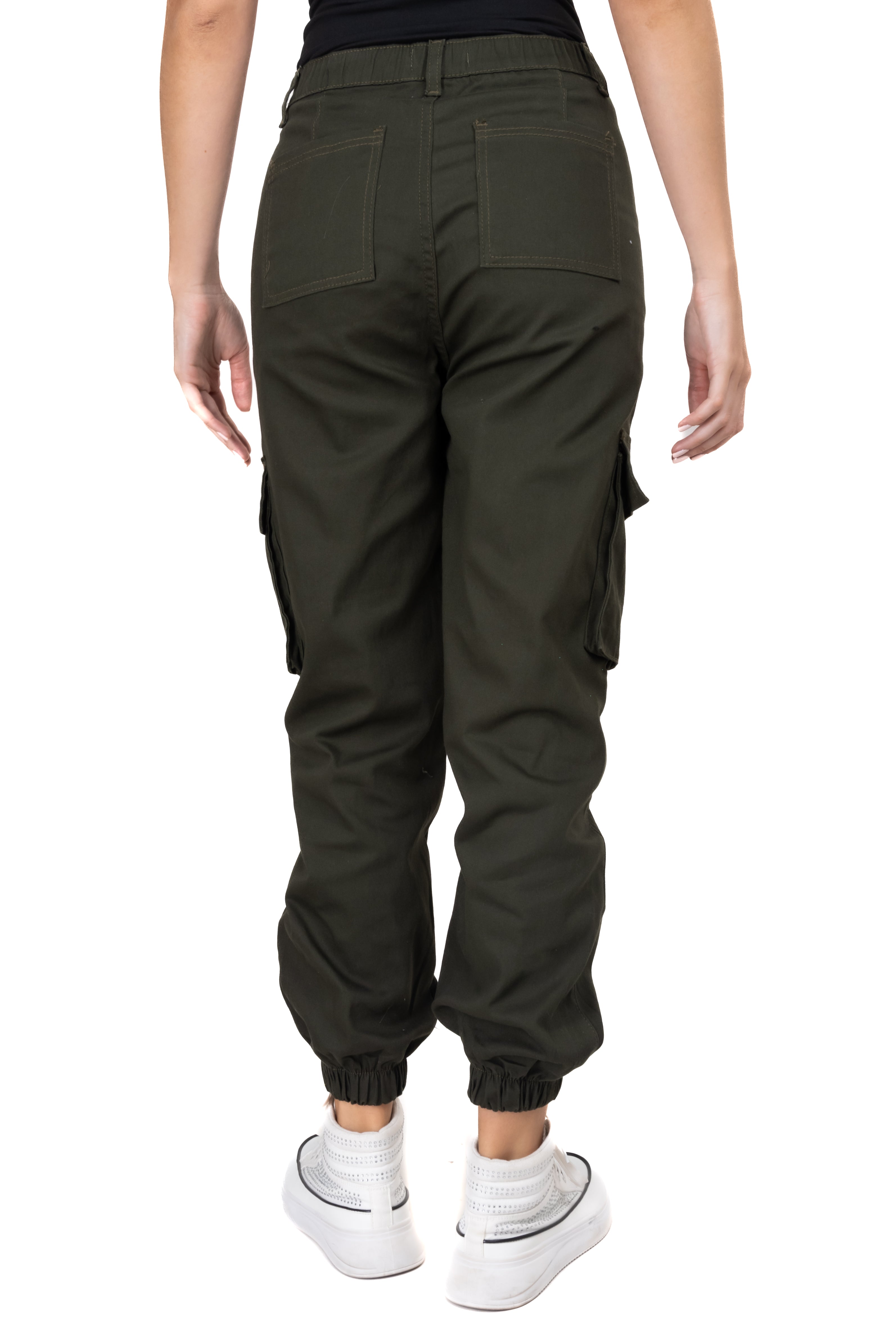 Jeans cargo  tobillo elástico VERDE CAZADOR