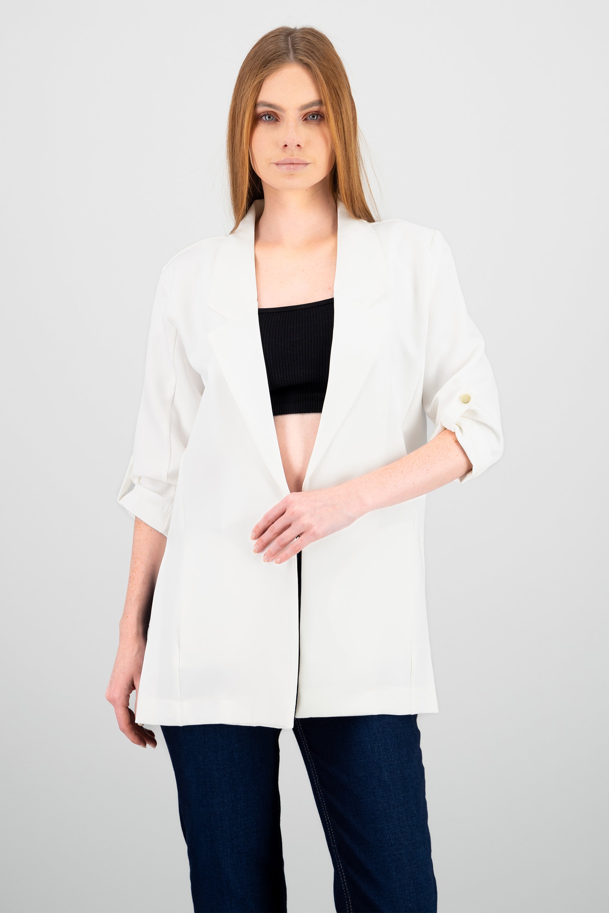 Saco Manga 3/4 Aberturas Laterales HUESO