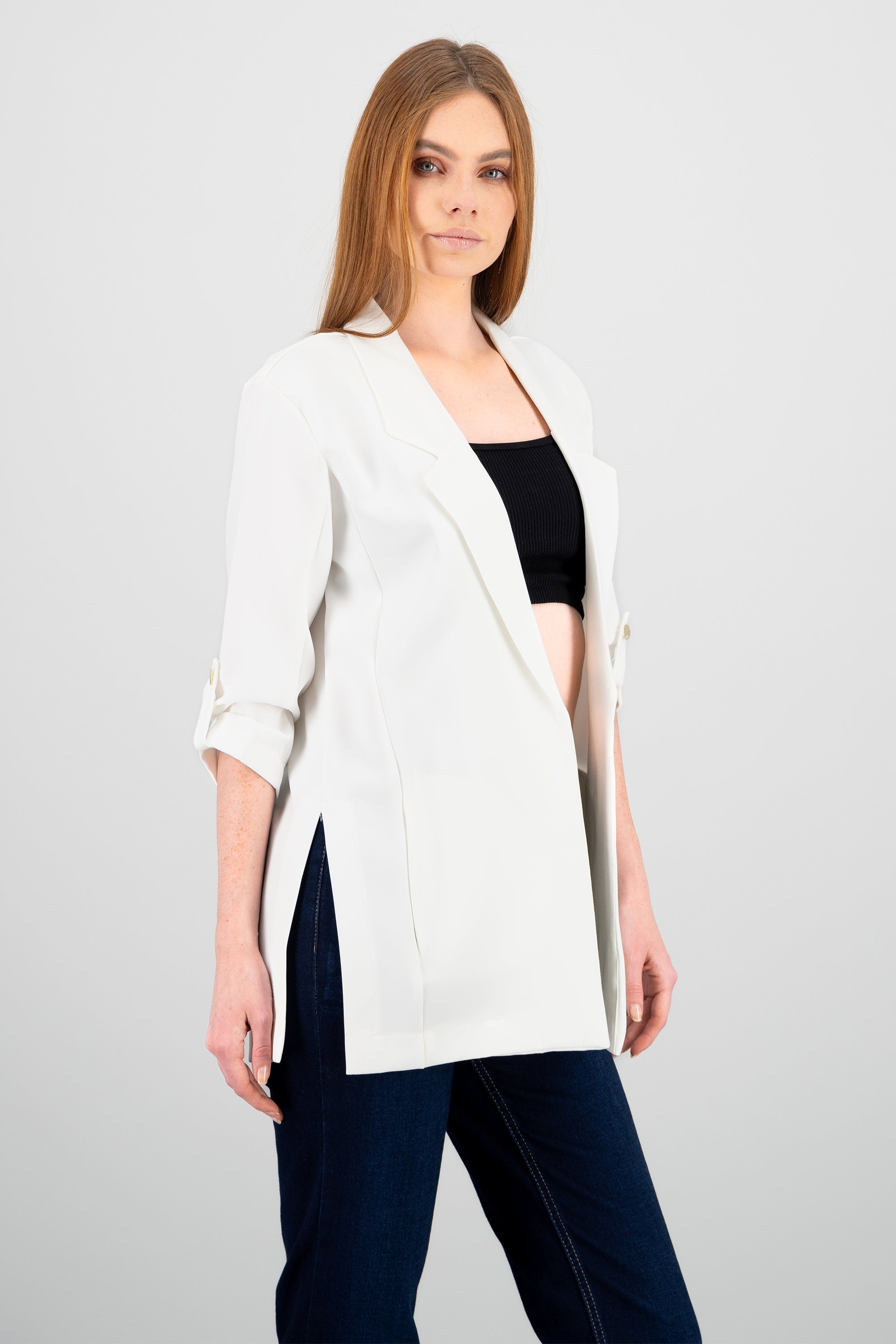 Saco Manga 3/4 Aberturas Laterales HUESO