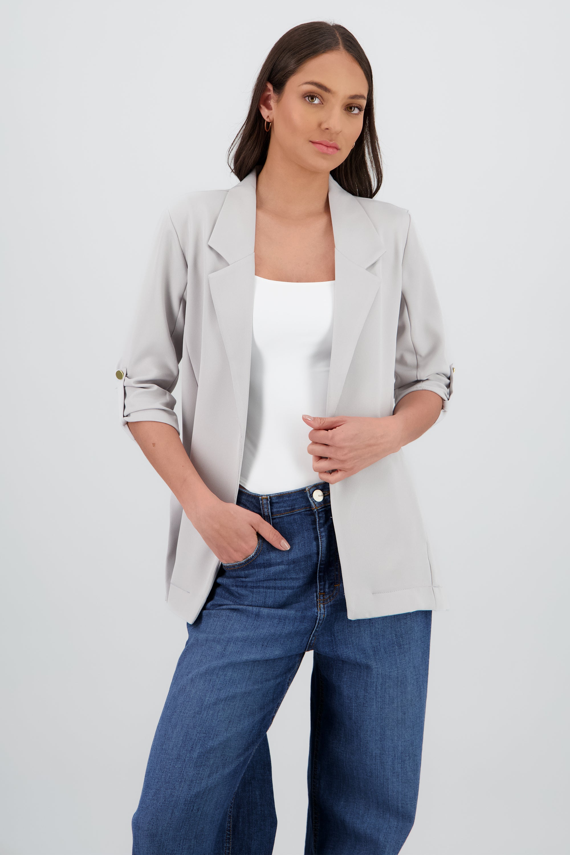 Saco Manga 3/4 Aberturas Laterales PLATA