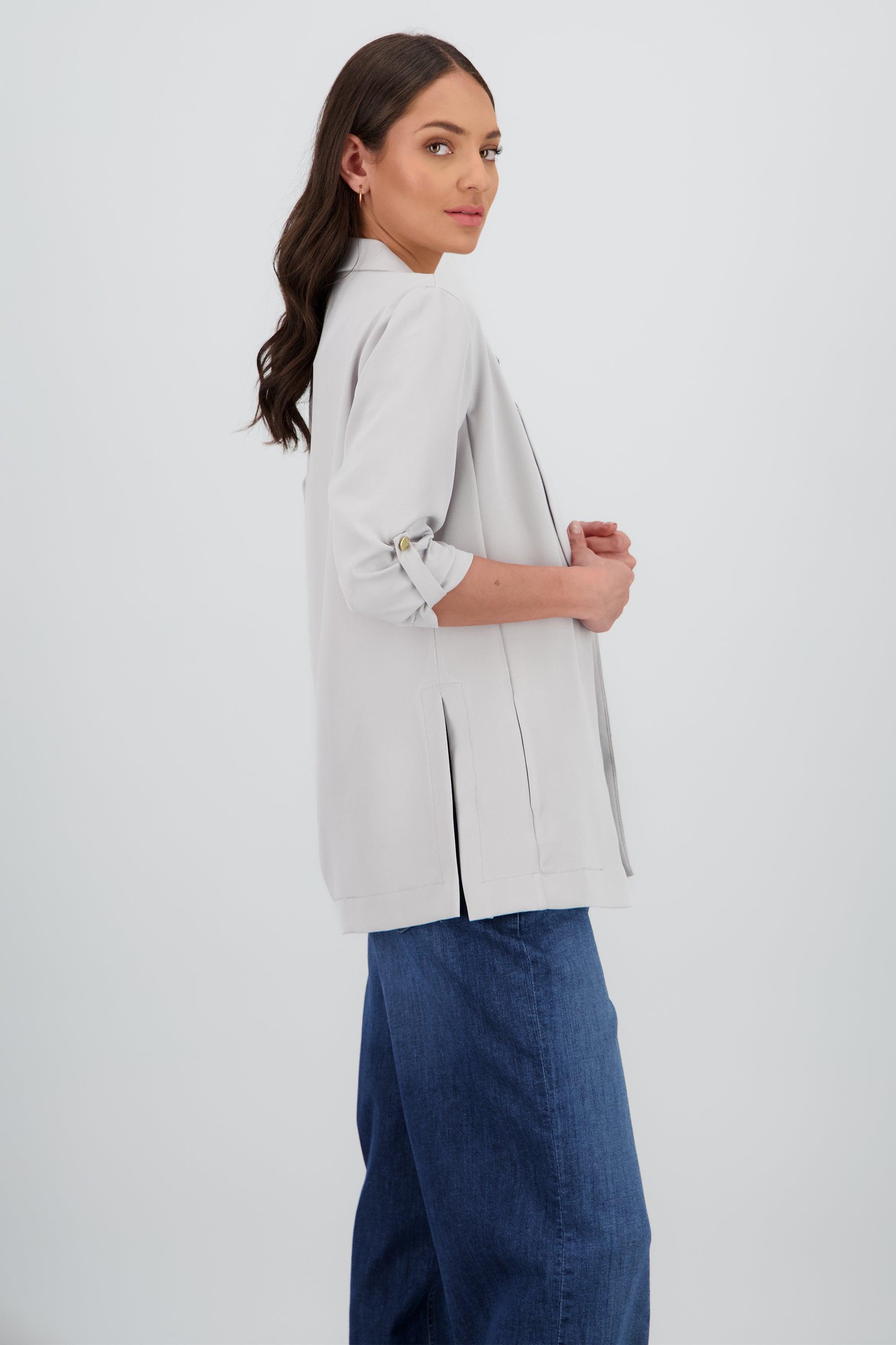 Saco Manga 3/4 Aberturas Laterales PLATA