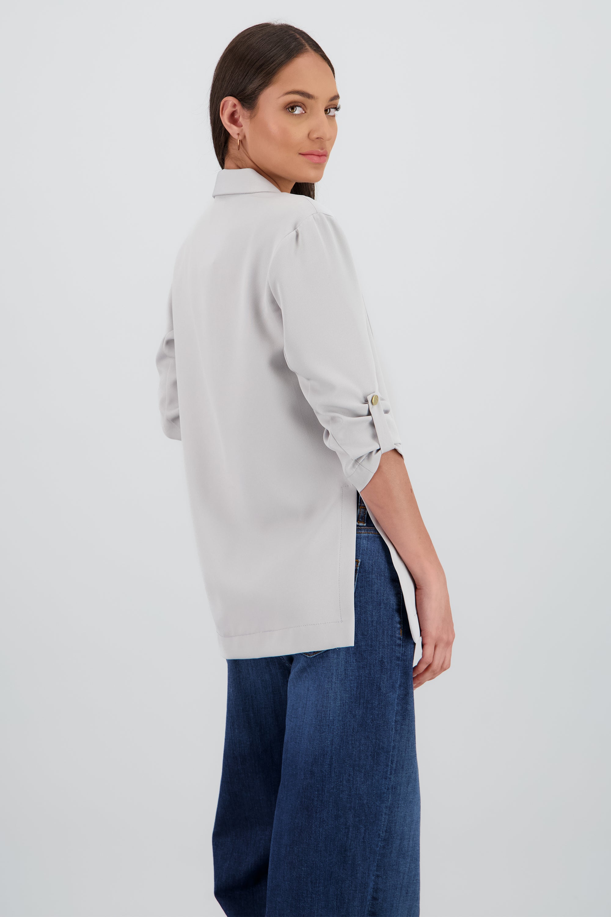 Saco Manga 3/4 Aberturas Laterales PLATA