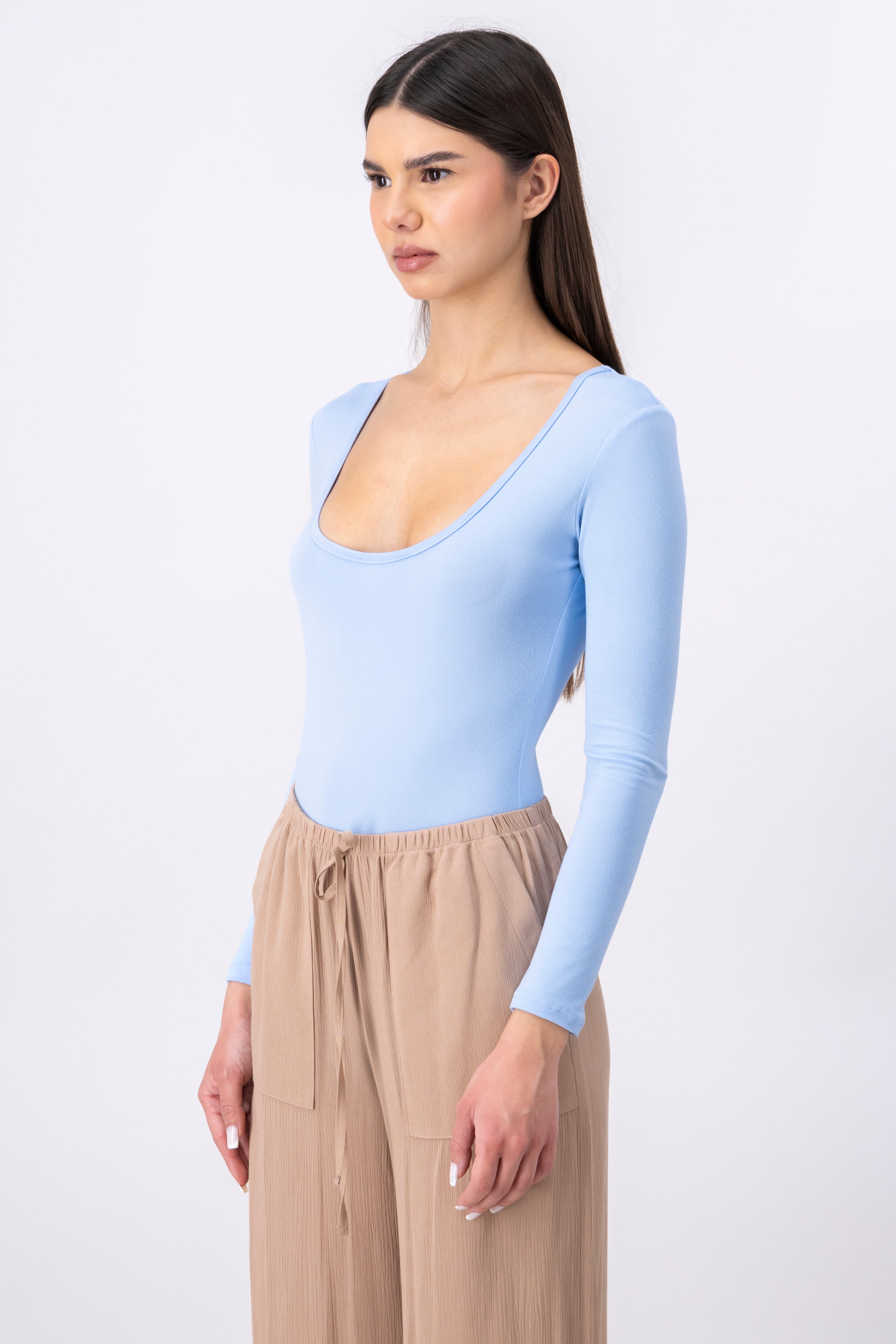 Bodysuit Liso Escote Cuadrado AZUL PASTEL