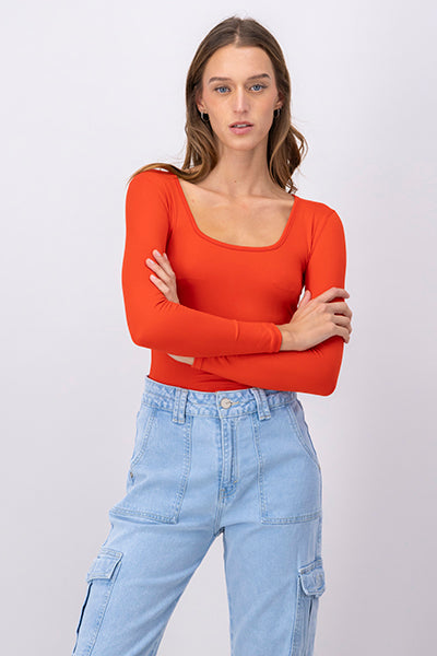 Bodysuit Liso Escote Cuadrado MANDARINA