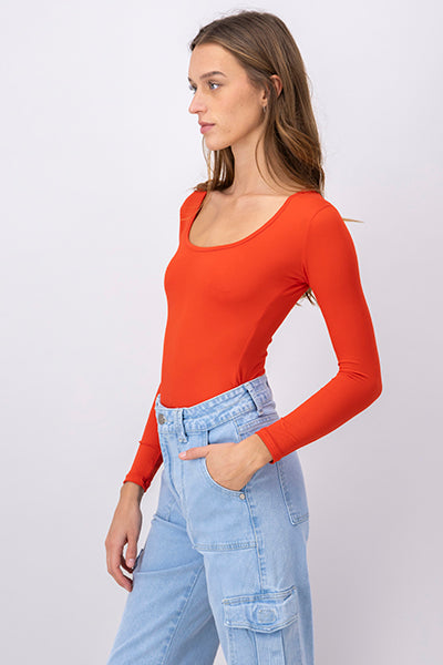 Bodysuit Liso Escote Cuadrado MANDARINA