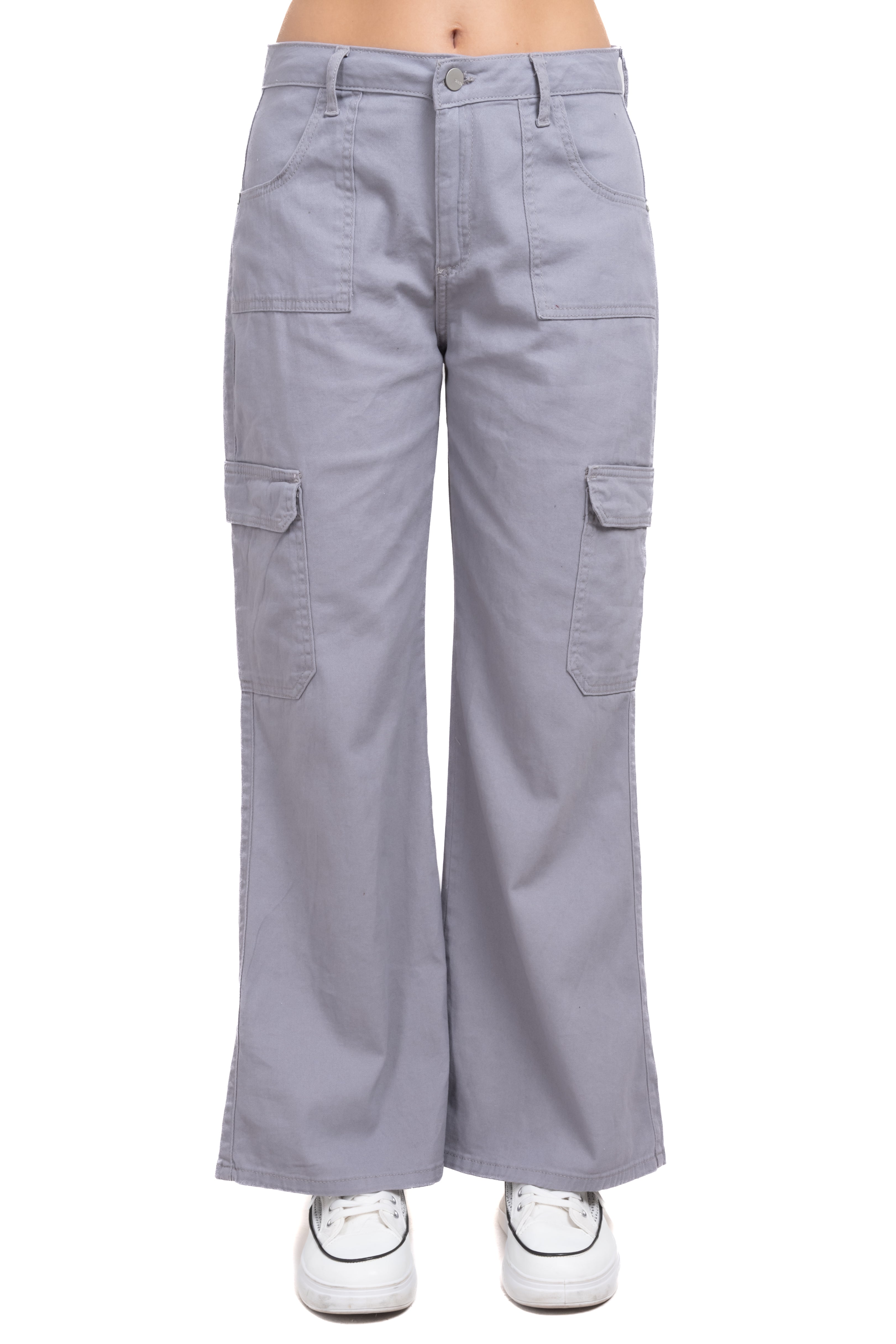 Jeans cargo wide leg GRIS CLARO