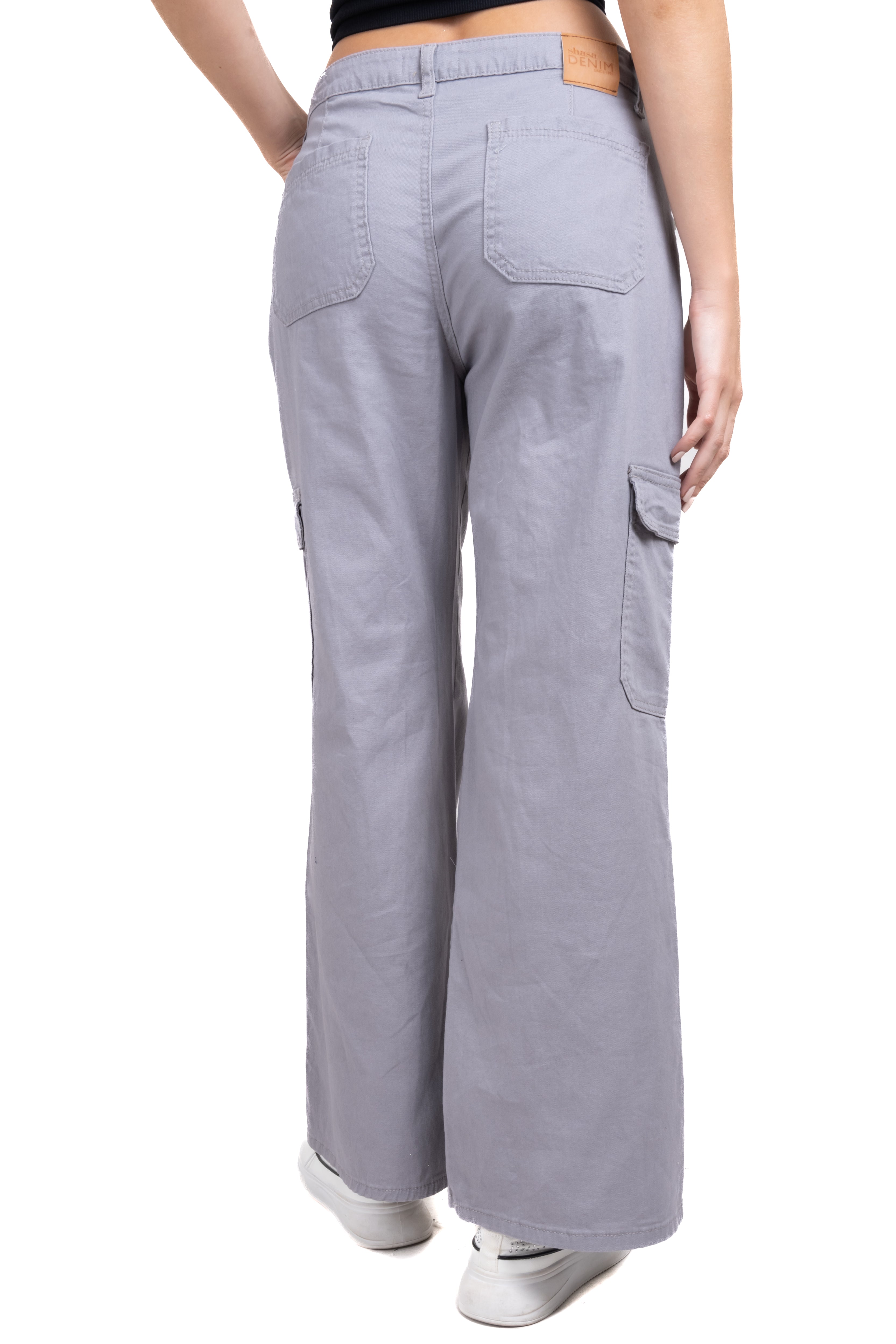 Jeans cargo wide leg GRIS CLARO