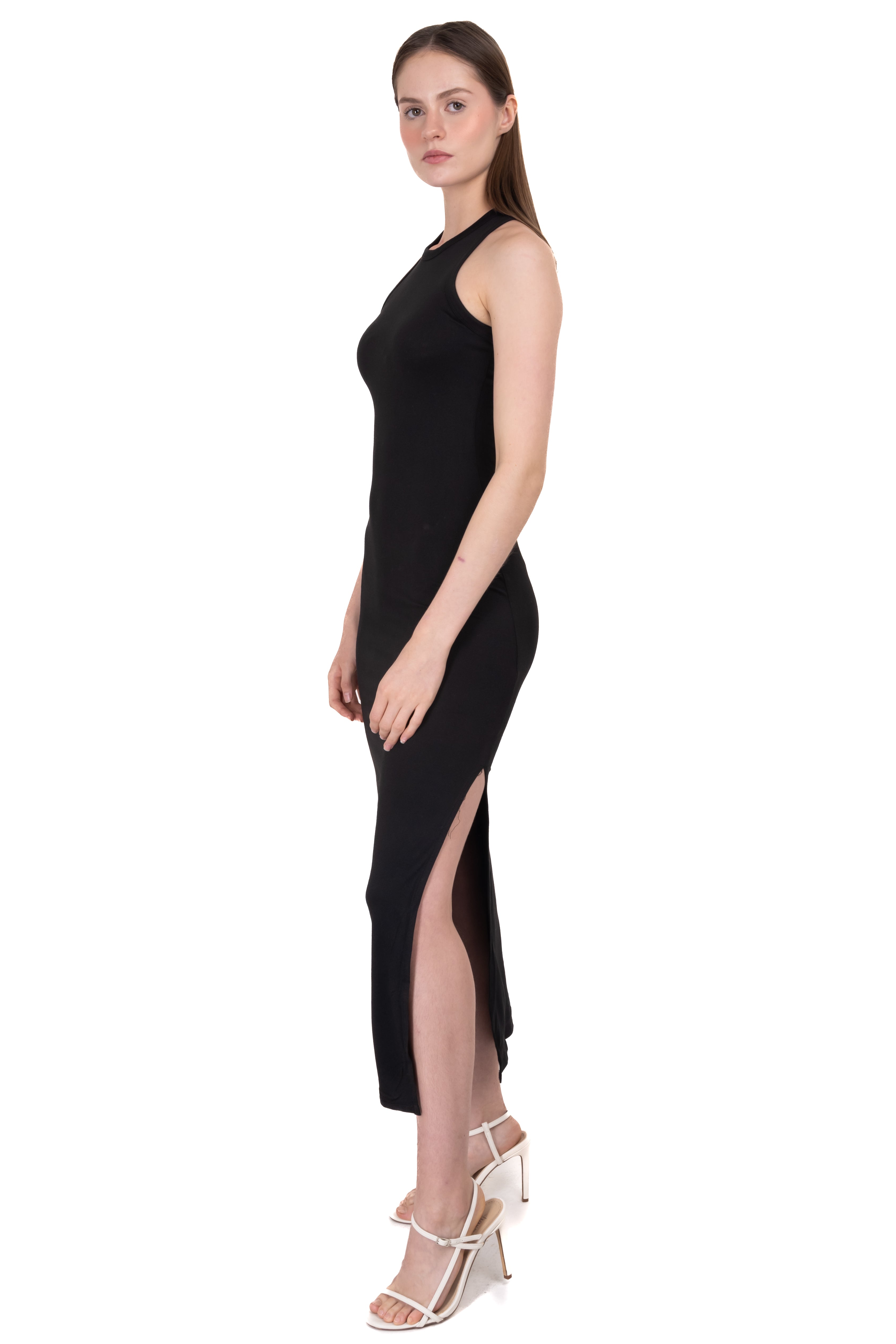 Maxi Bodycon Opening Dress BLACK