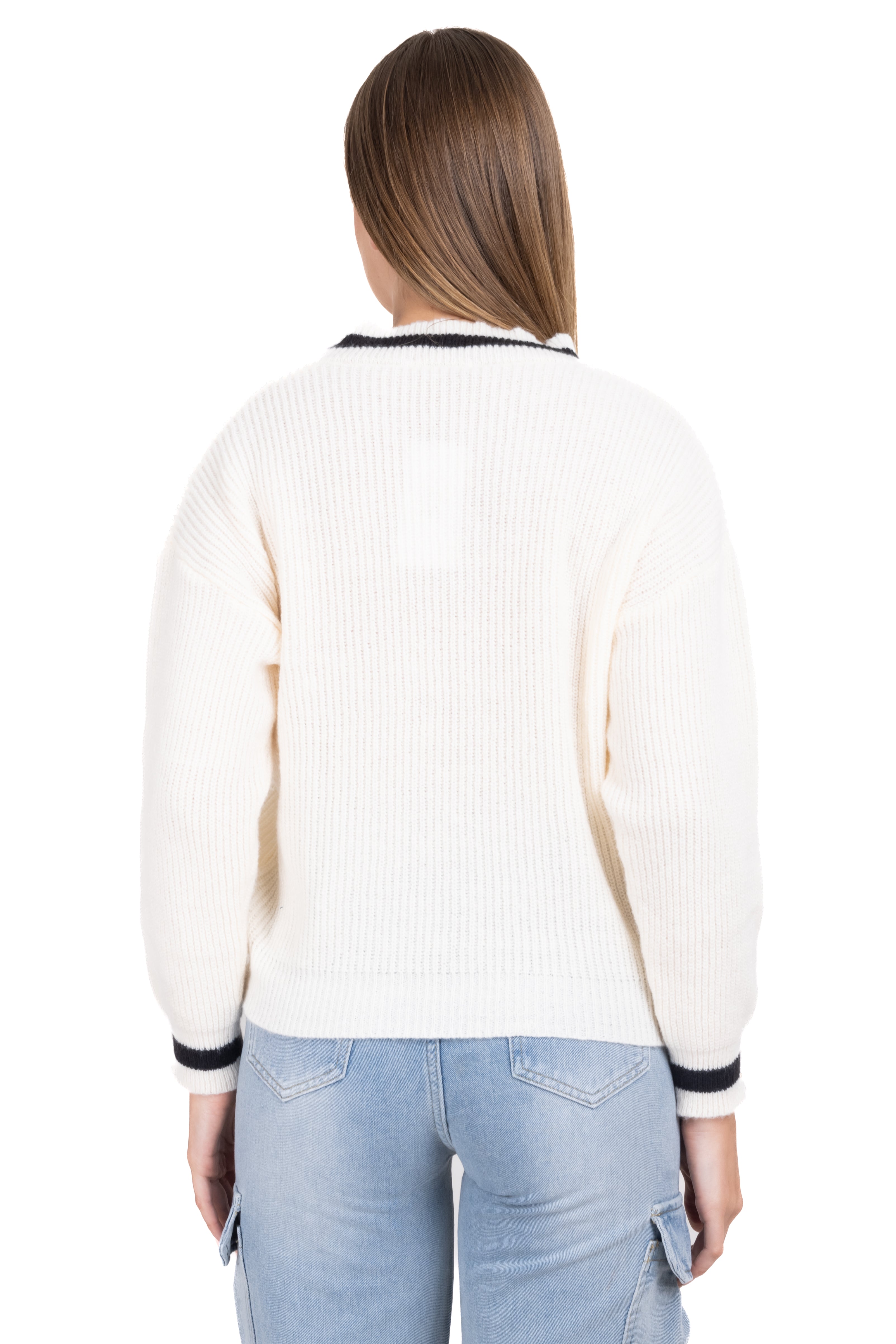 Bicolor woven woven sweater Combo bone