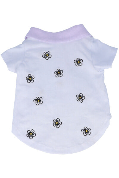 PLAYERA MASCOTA BORDADO MARGARITAS CH BLANCO