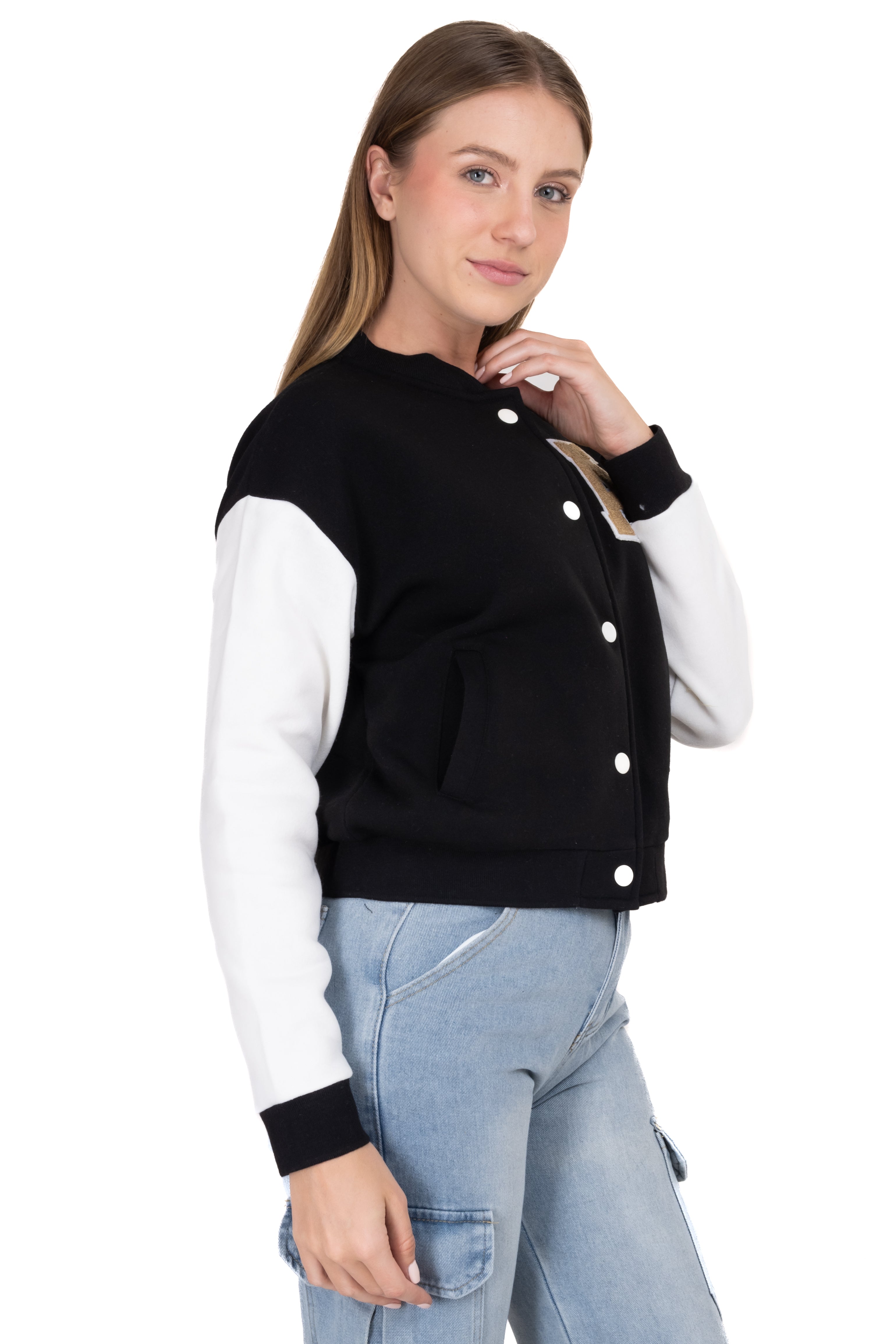 Bomber bicolor parche A NEGRO COMBO