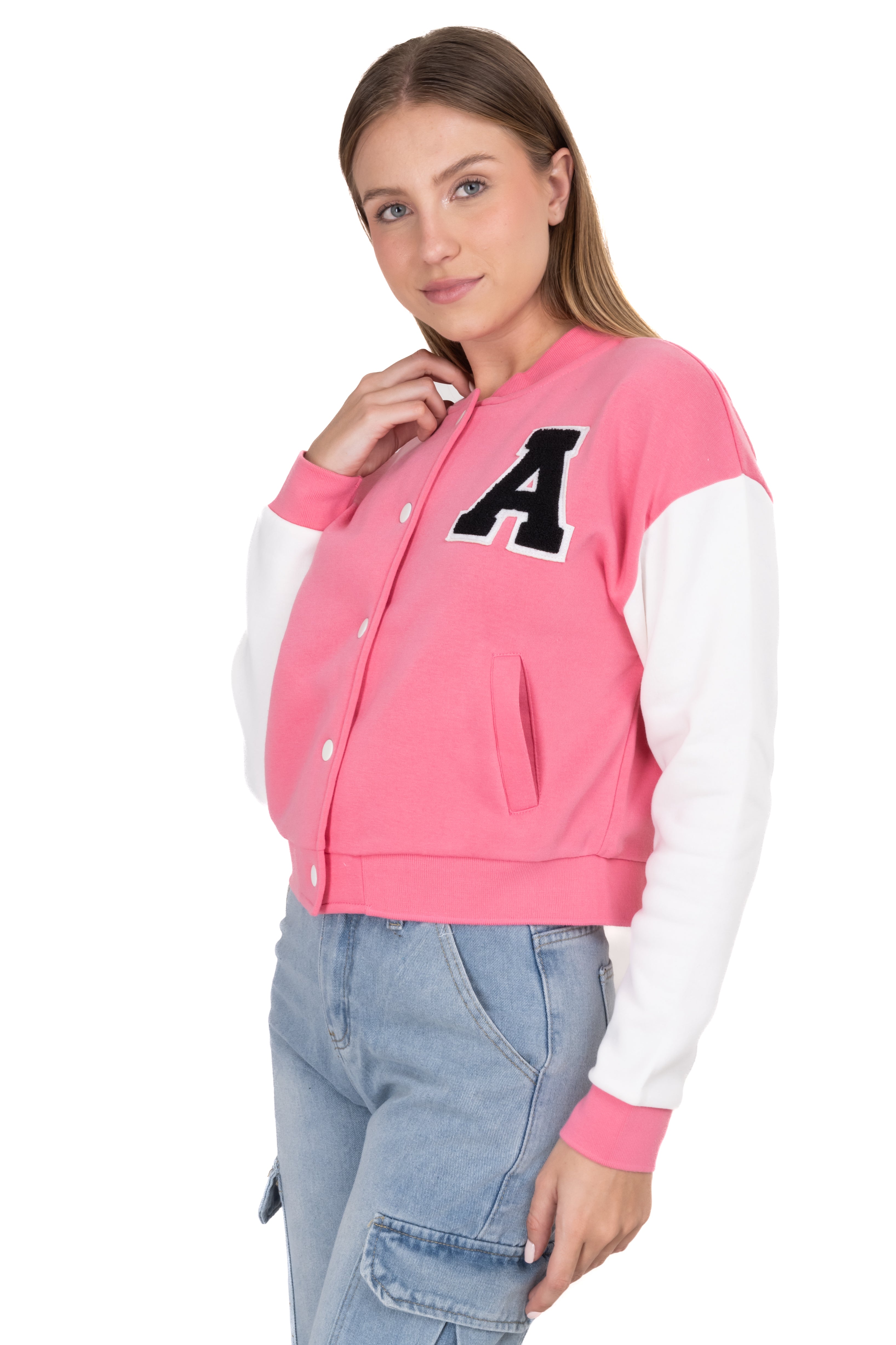 Bomber bicolor parche A ROSA COMBO