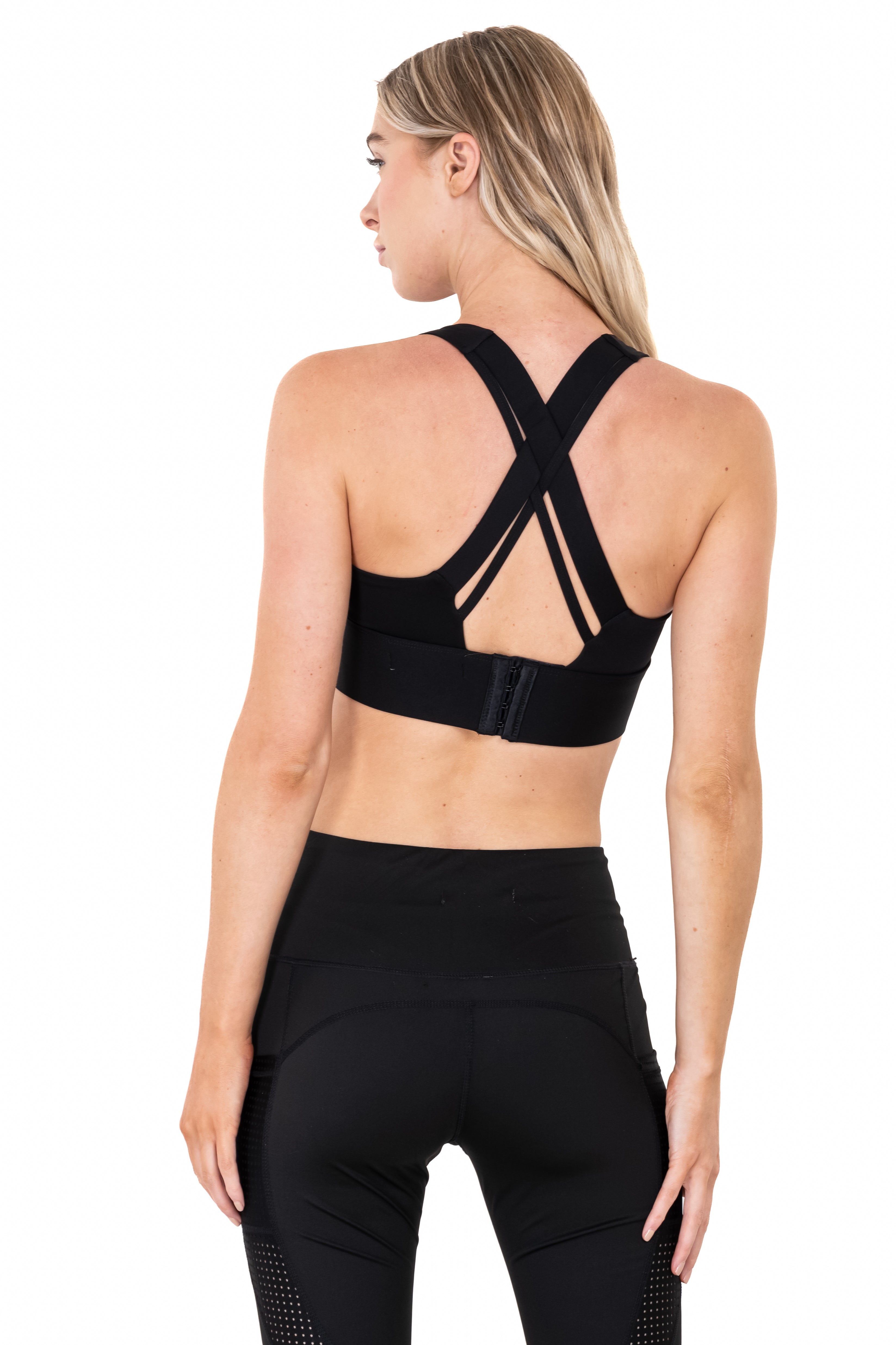 Top deportivo seamless cruzado NEGRO