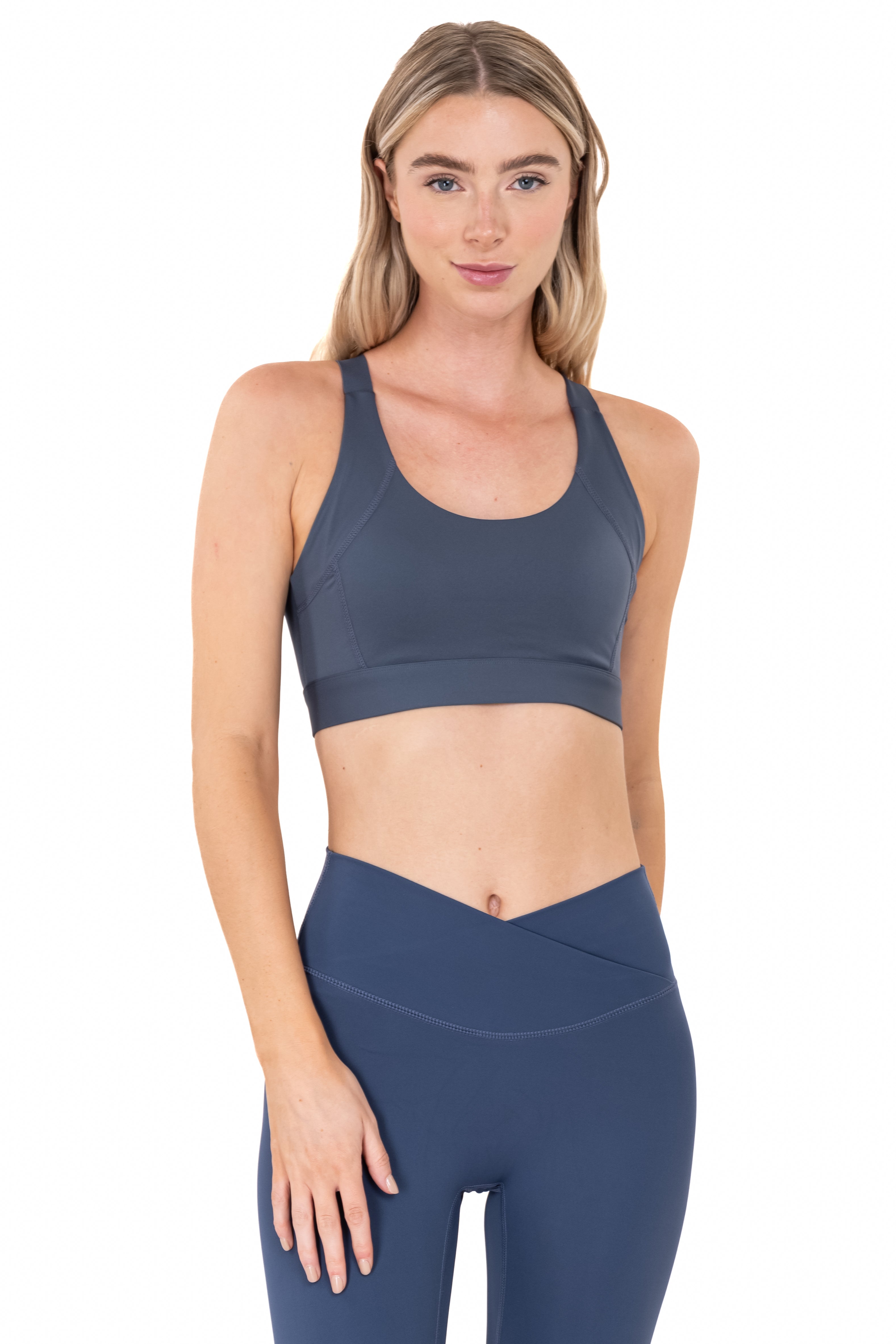 Top deportivo seamless abertura AZUL