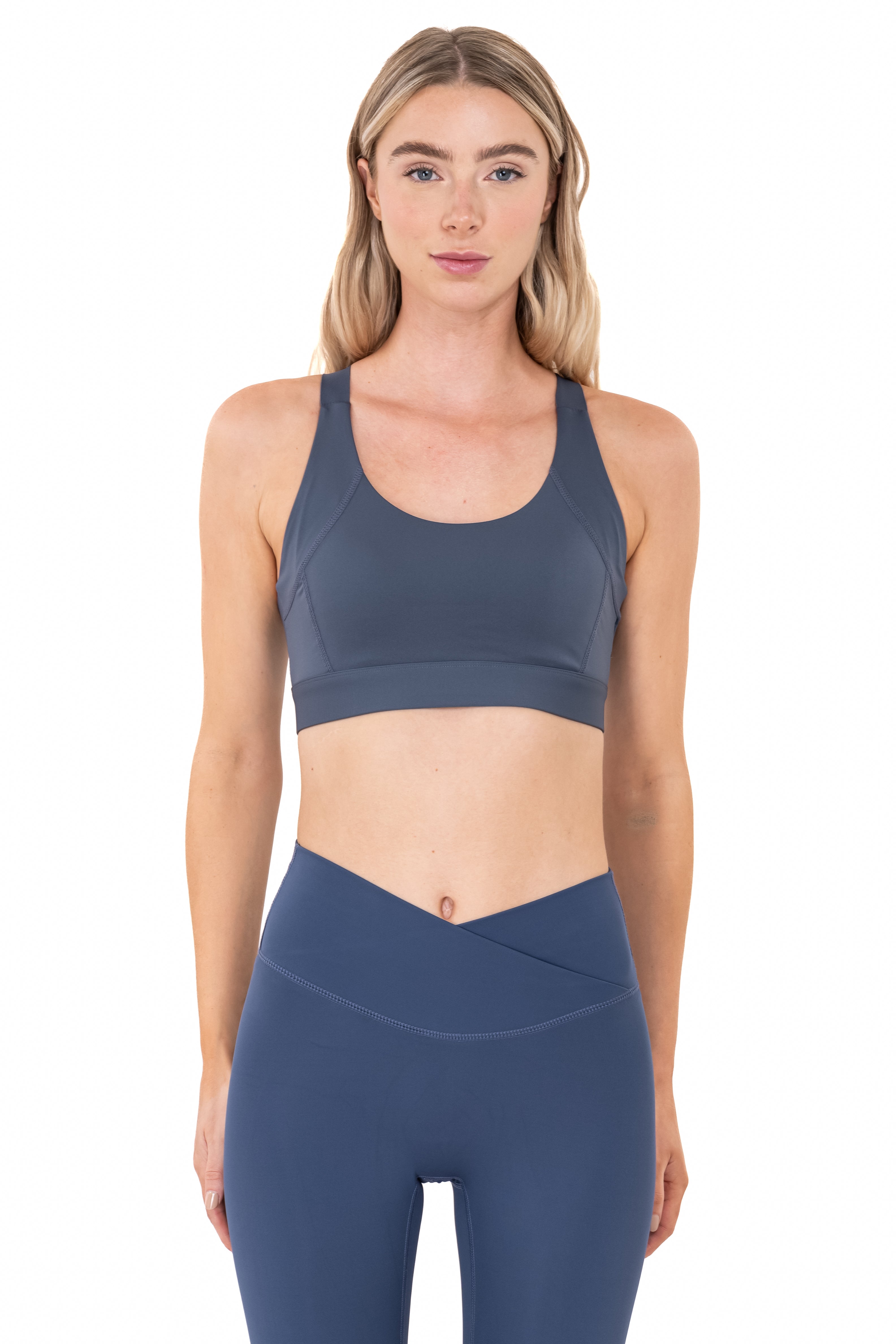 Top deportivo seamless abertura AZUL